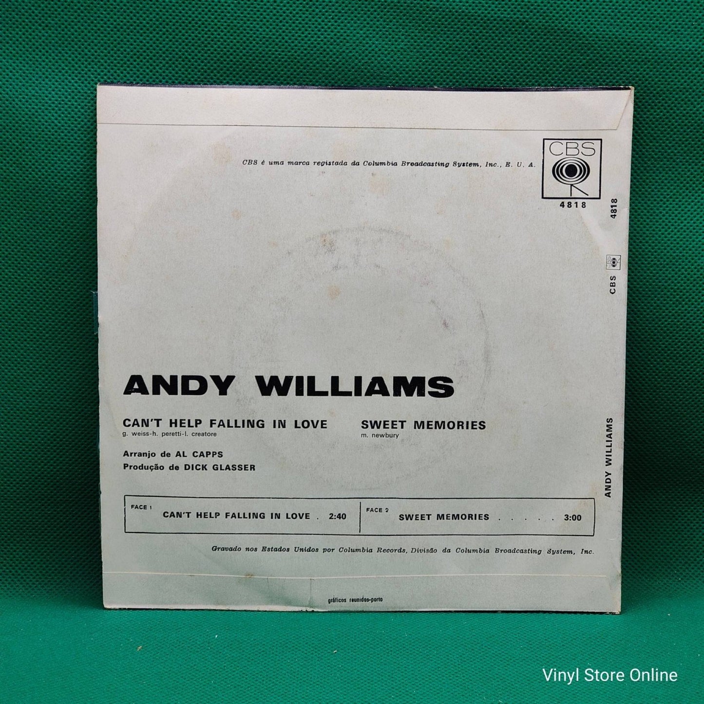 Andy Williams – Can't Help Falling In Love - Vinyl Store Online