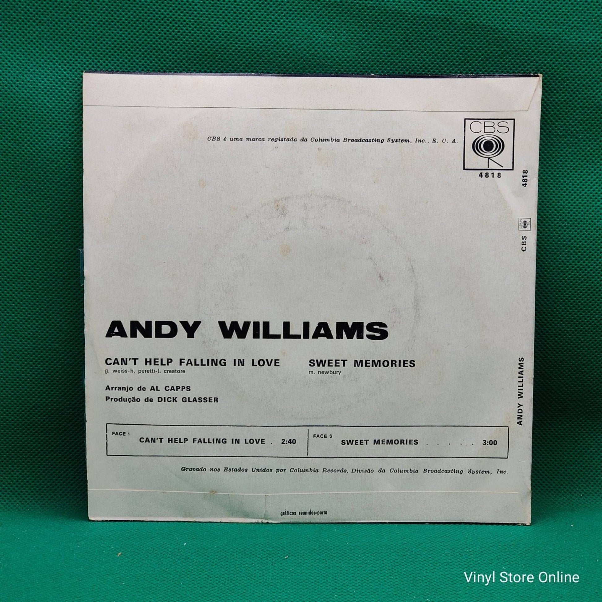 Andy Williams – Can't Help Falling In Love - Vinyl Store Online