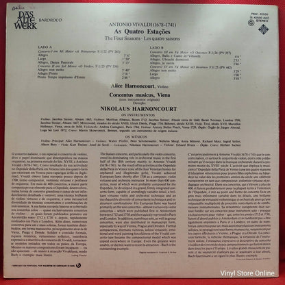 Antonio Vivaldi - Alice Nikolaus Harnoncourt ‎– As Quatro Estações - Vinyl Store Online