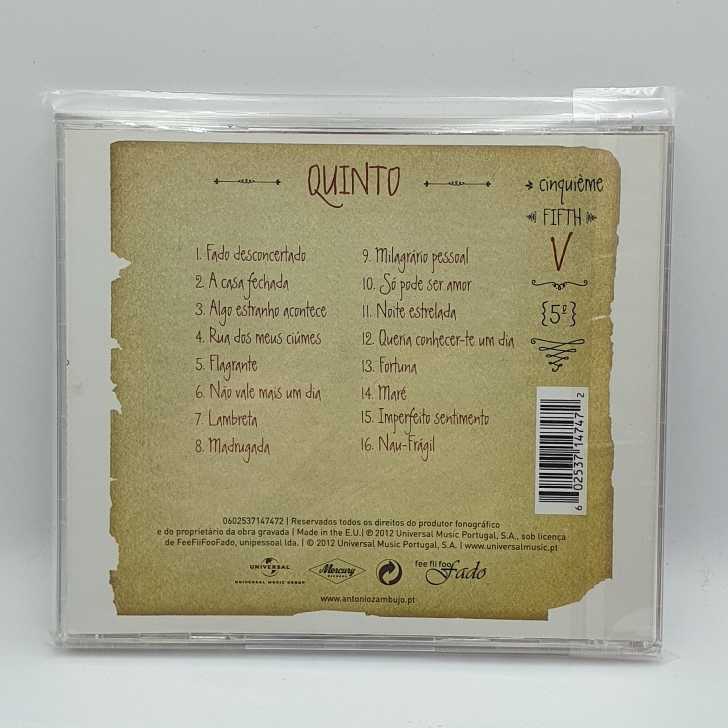 António Zambujo ‎– Quinto - Vinyl Store Online