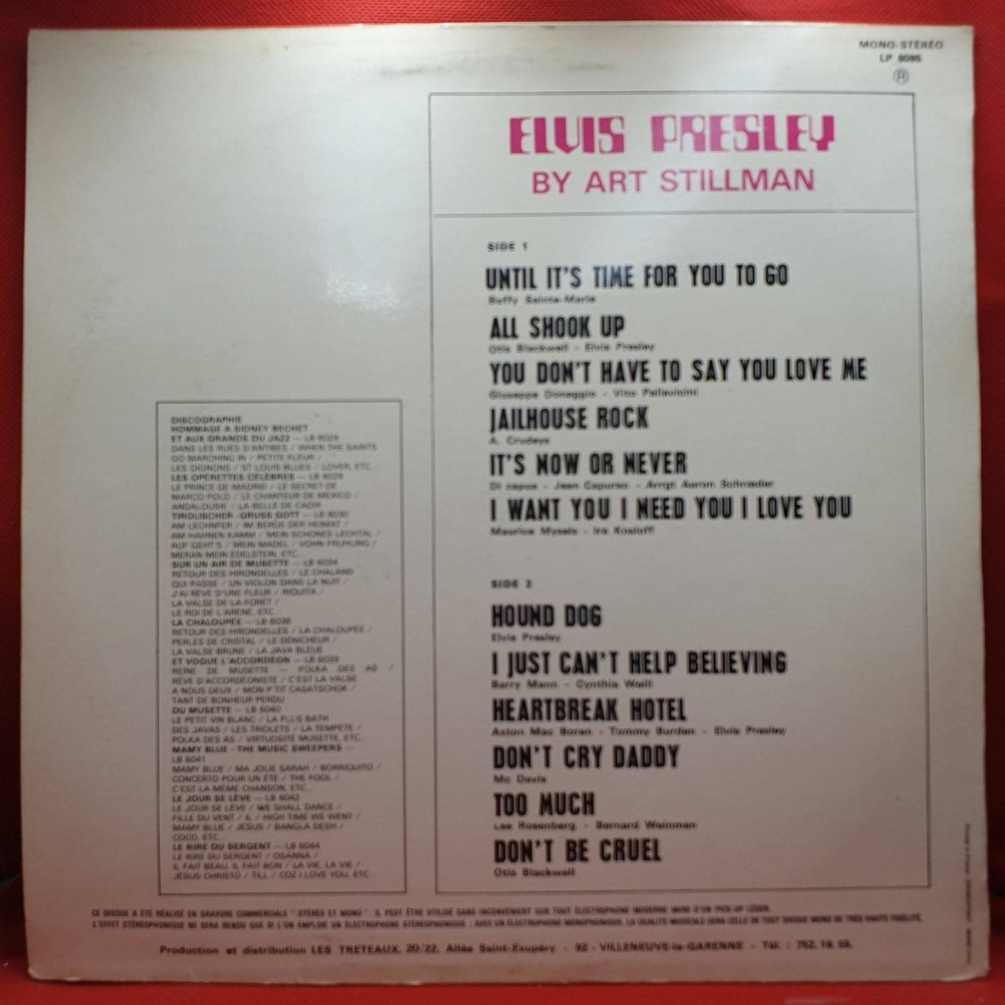 Art Stillman ‎– Hommage A Elvis Presley - Vinyl Store Online