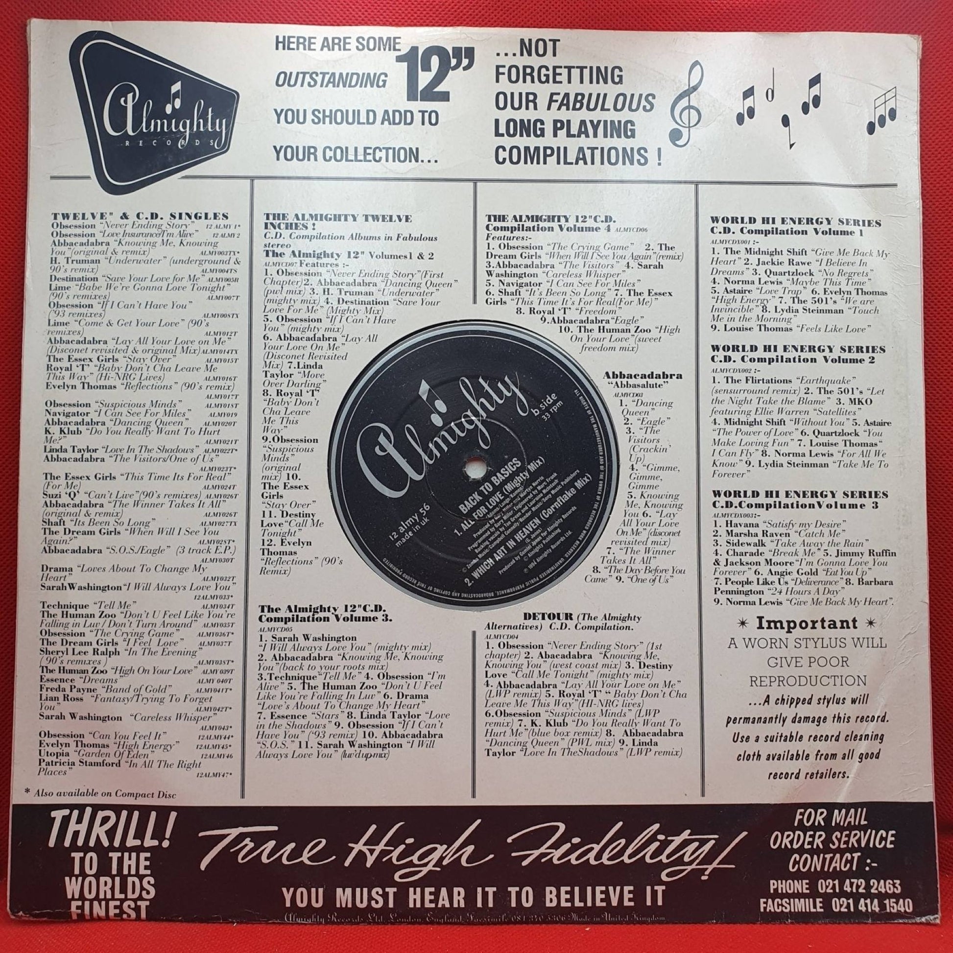 Back To Basics ‎– All For Love - Vinyl Store Online