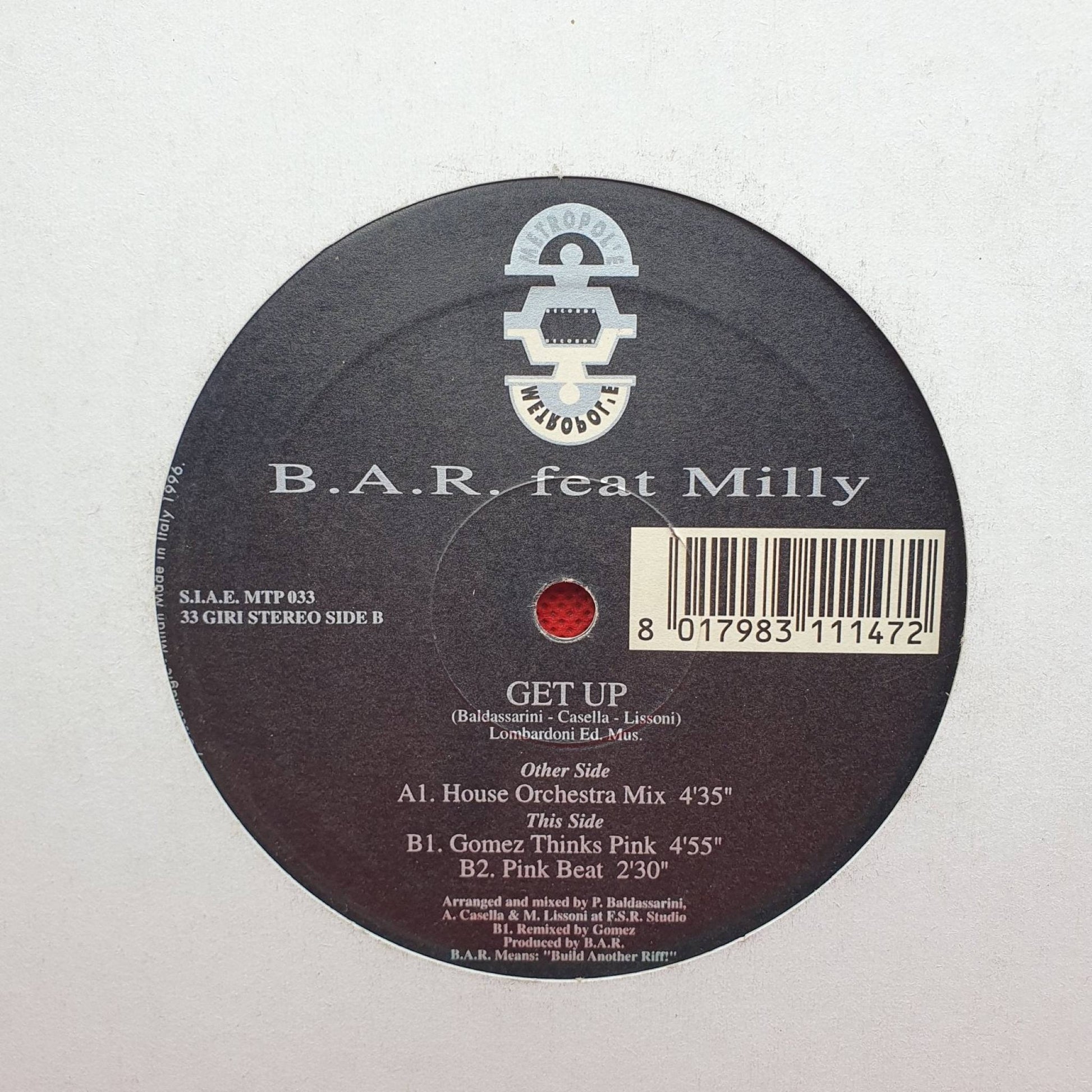 B.A.R. feat Milly ‎– Get Up - Vinyl Store Online