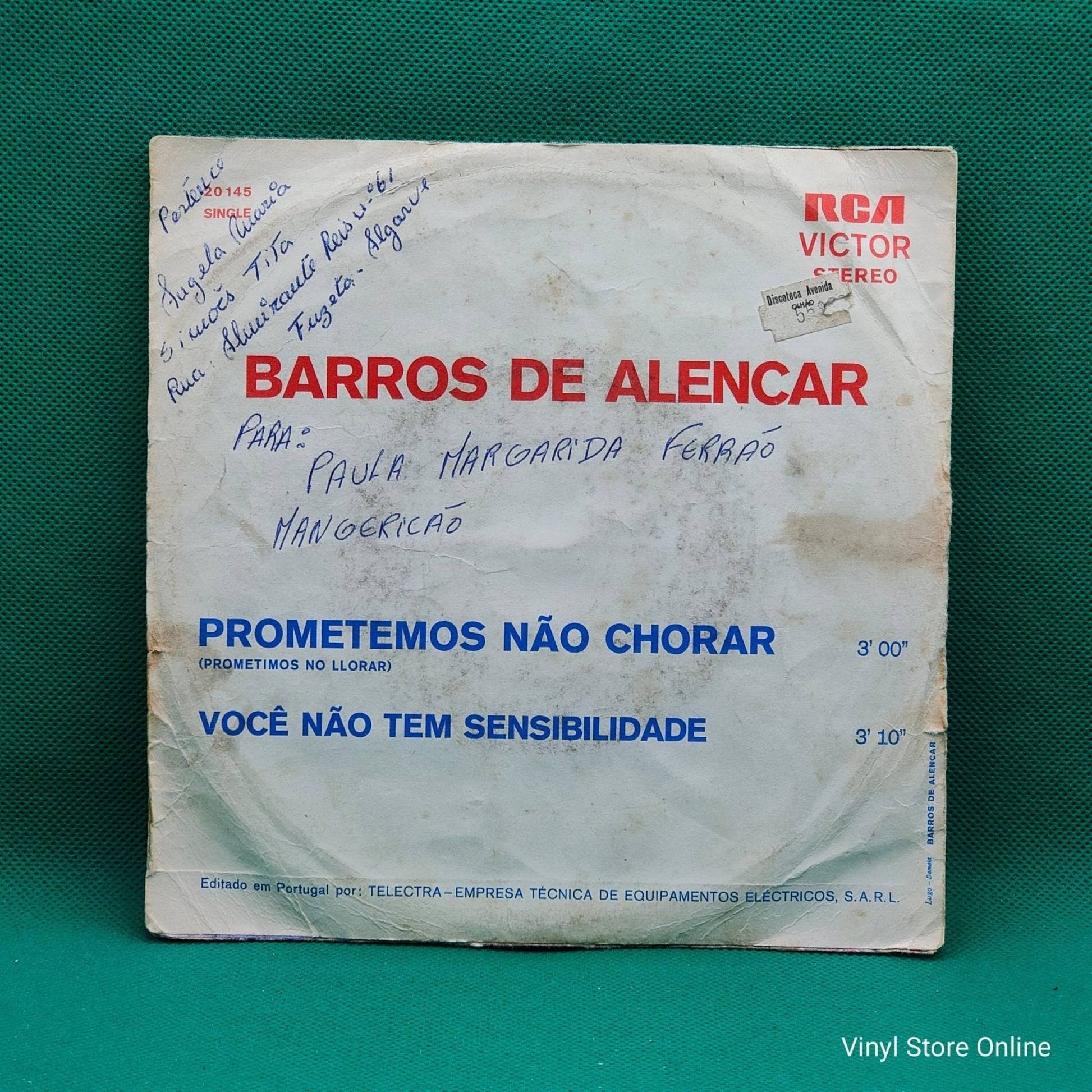 Barros De Alencar ‎– Prometemos Não Chorar - Vinyl Store Online