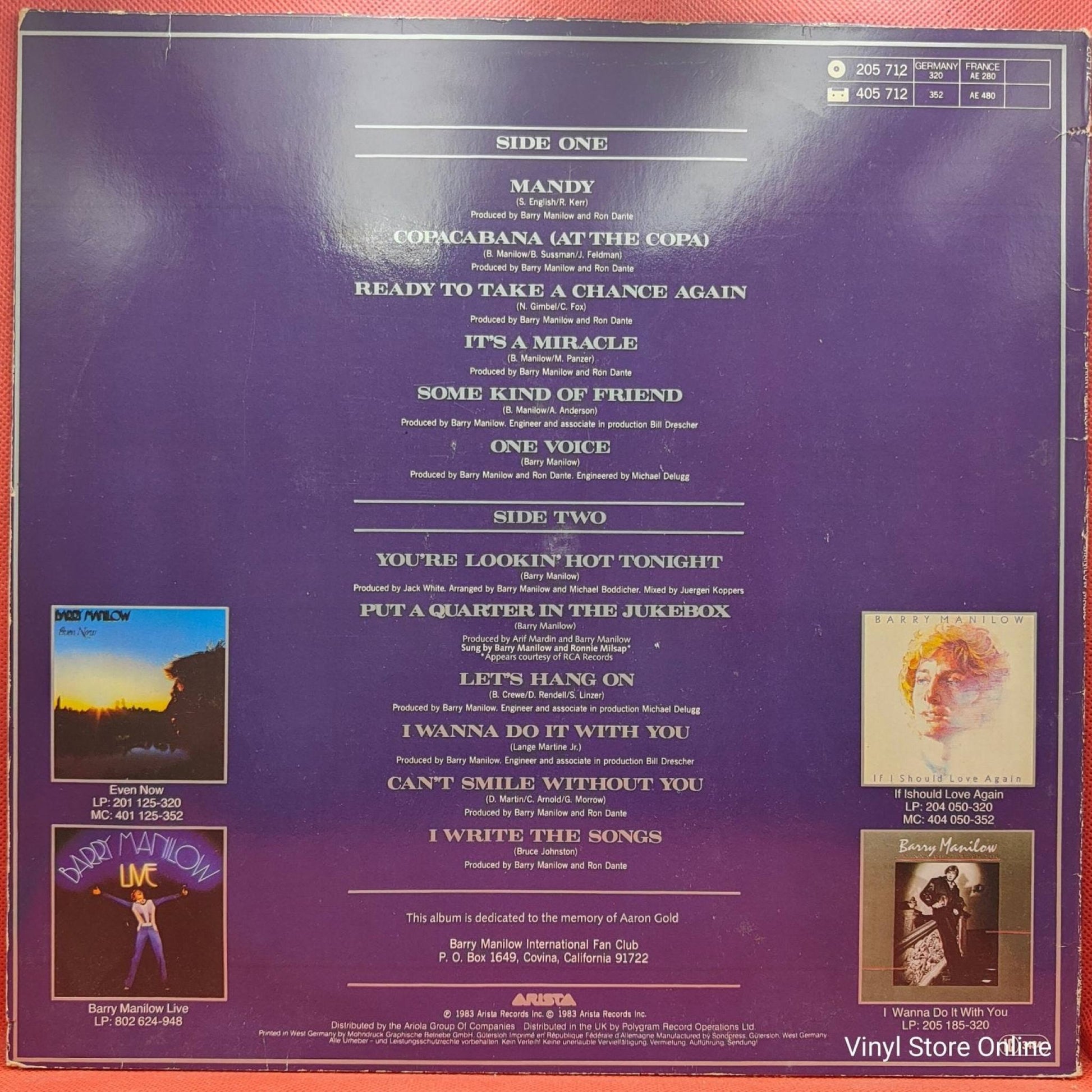 Barry Manilow ‎– Manilow Magic - Vinyl Store Online