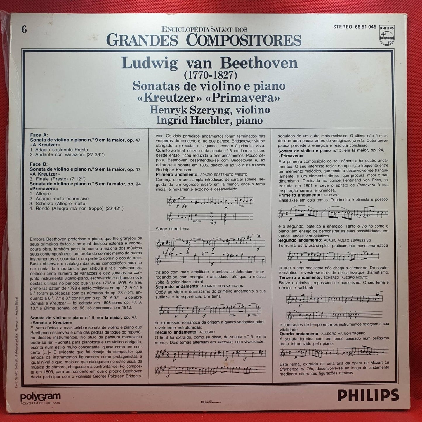 Beethoven , Henryk Szeryng, Ingrid Haebler ‎– Sonatas De Violino E Piano "Kreutzer" "Primavera" - Vinyl Store Online