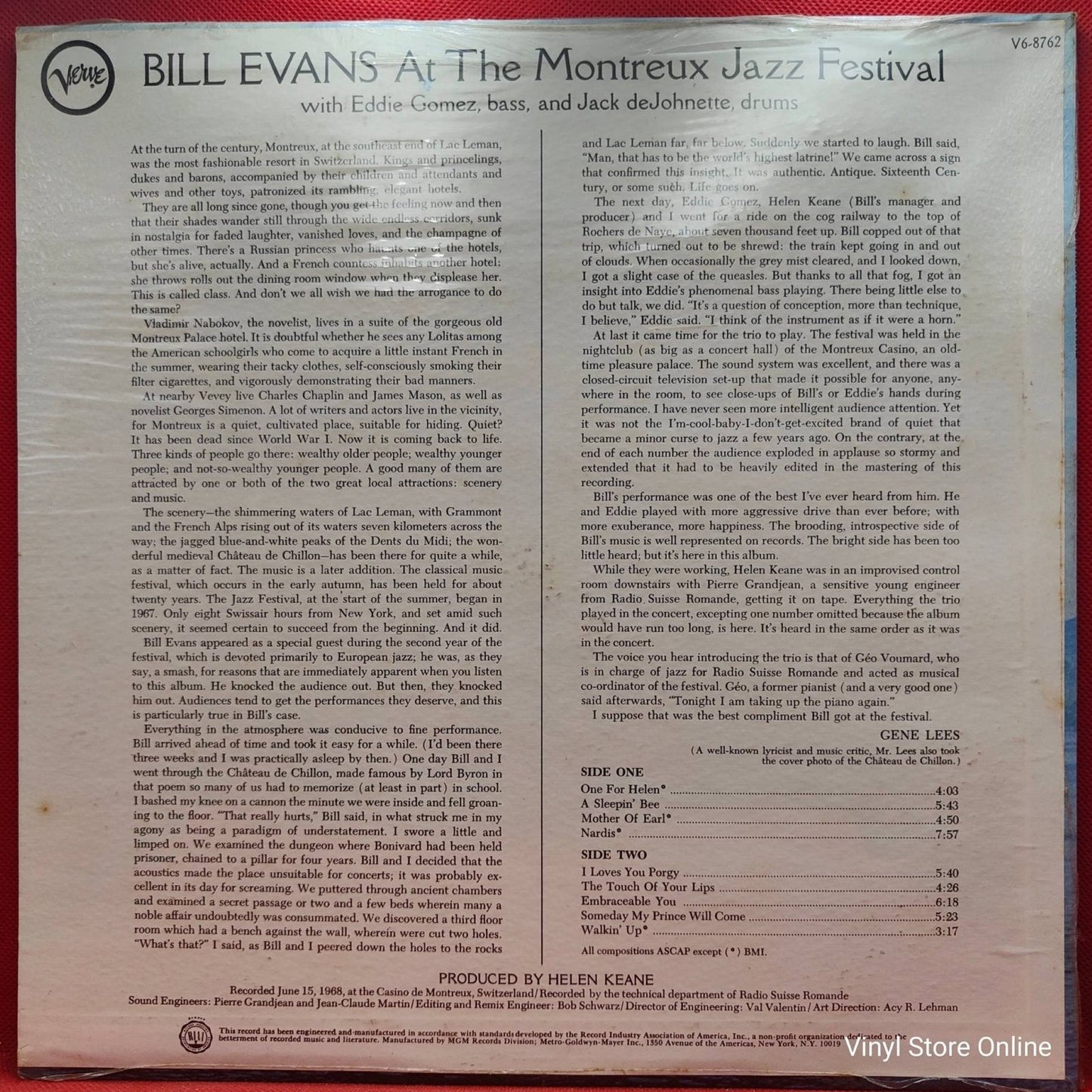 Bill Evans ‎– At The Montreux Jazz Festival - Vinyl Store Online