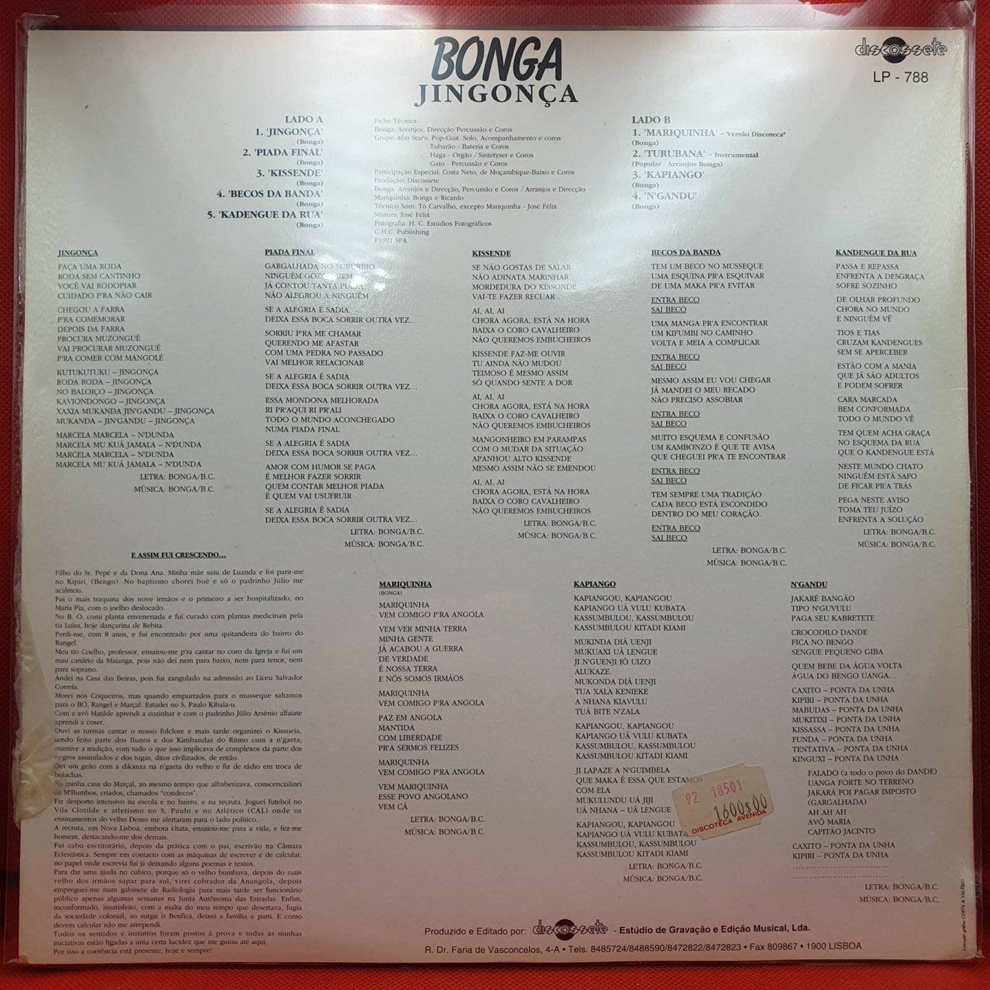 Bonga ‎– Jingonça - Vinyl Store Online