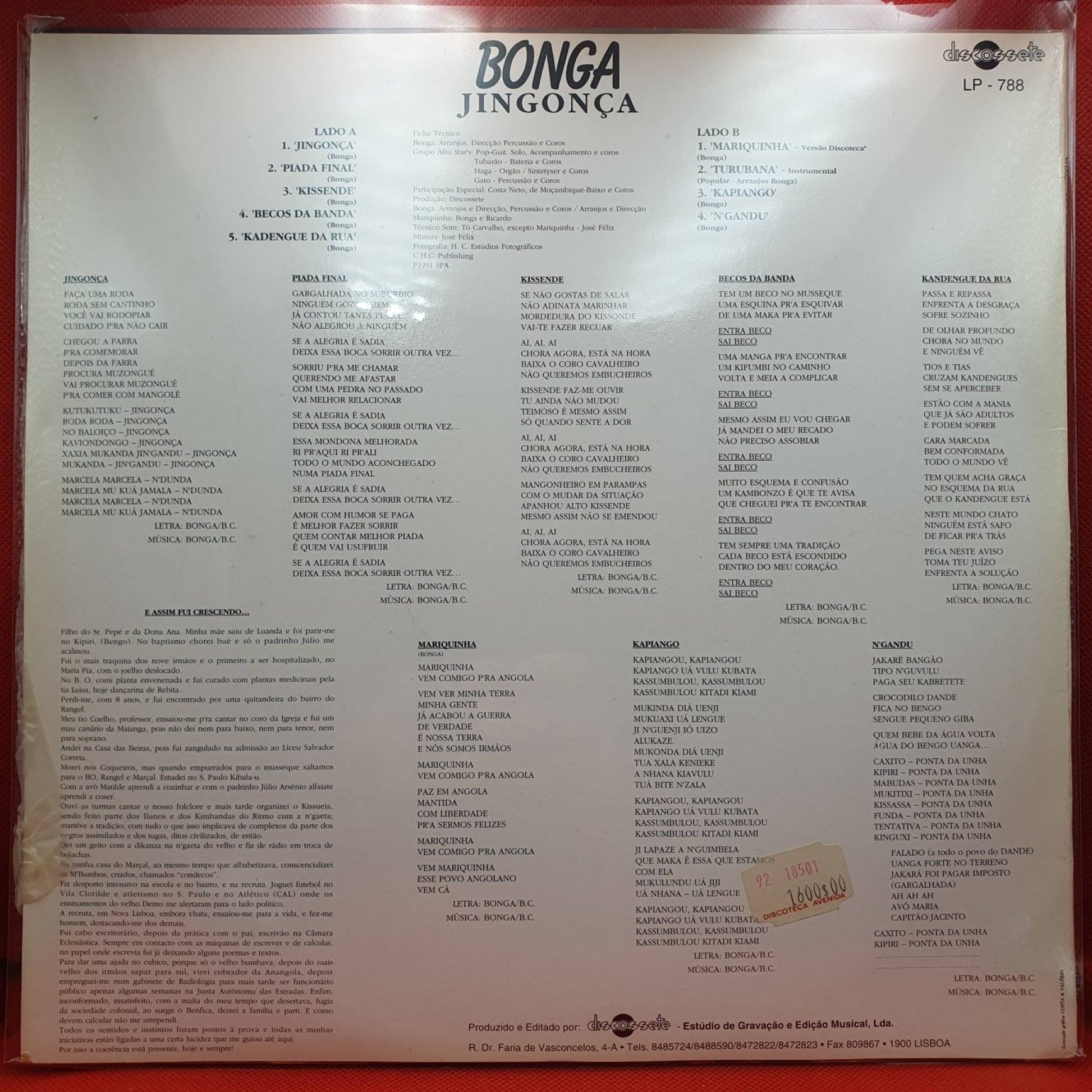 Bonga ‎– Jingonça - Vinyl Store Online