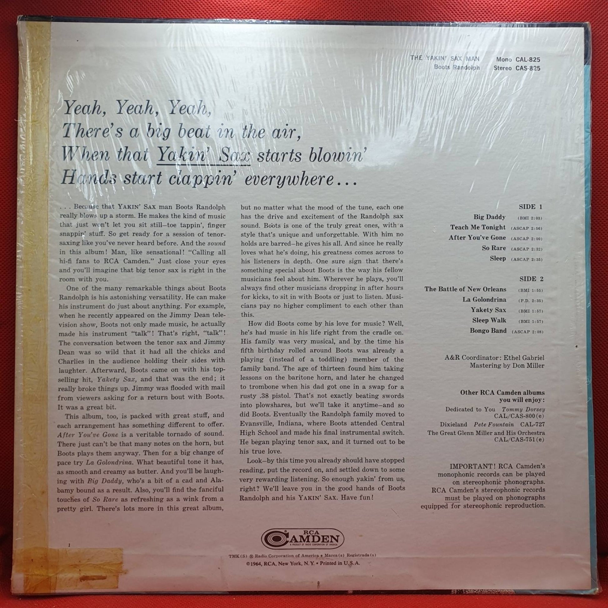 Boots Randolph ‎– The Yakin' Sax Man - Vinyl Store Online