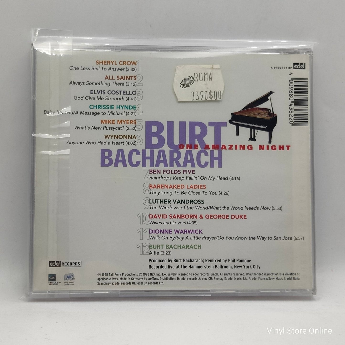 Burt Bacharach ‎– One Amazing Night - Vinyl Store Online