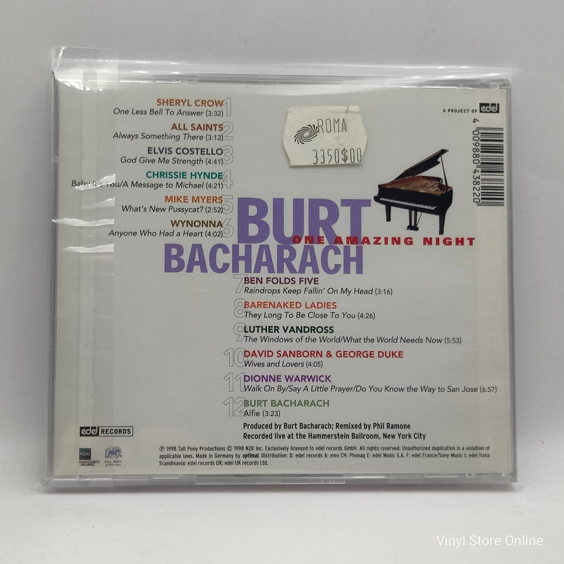 Burt Bacharach ‎– One Amazing Night - Vinyl Store Online