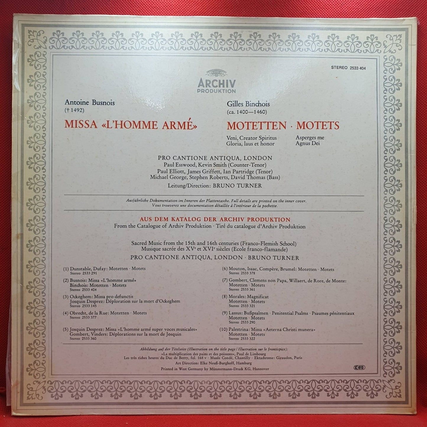 Busnois / Binchois, Pro Cantione Antiqua, London ‎– Missa «L'homme Armé« / Motetten - Vinyl Store Online