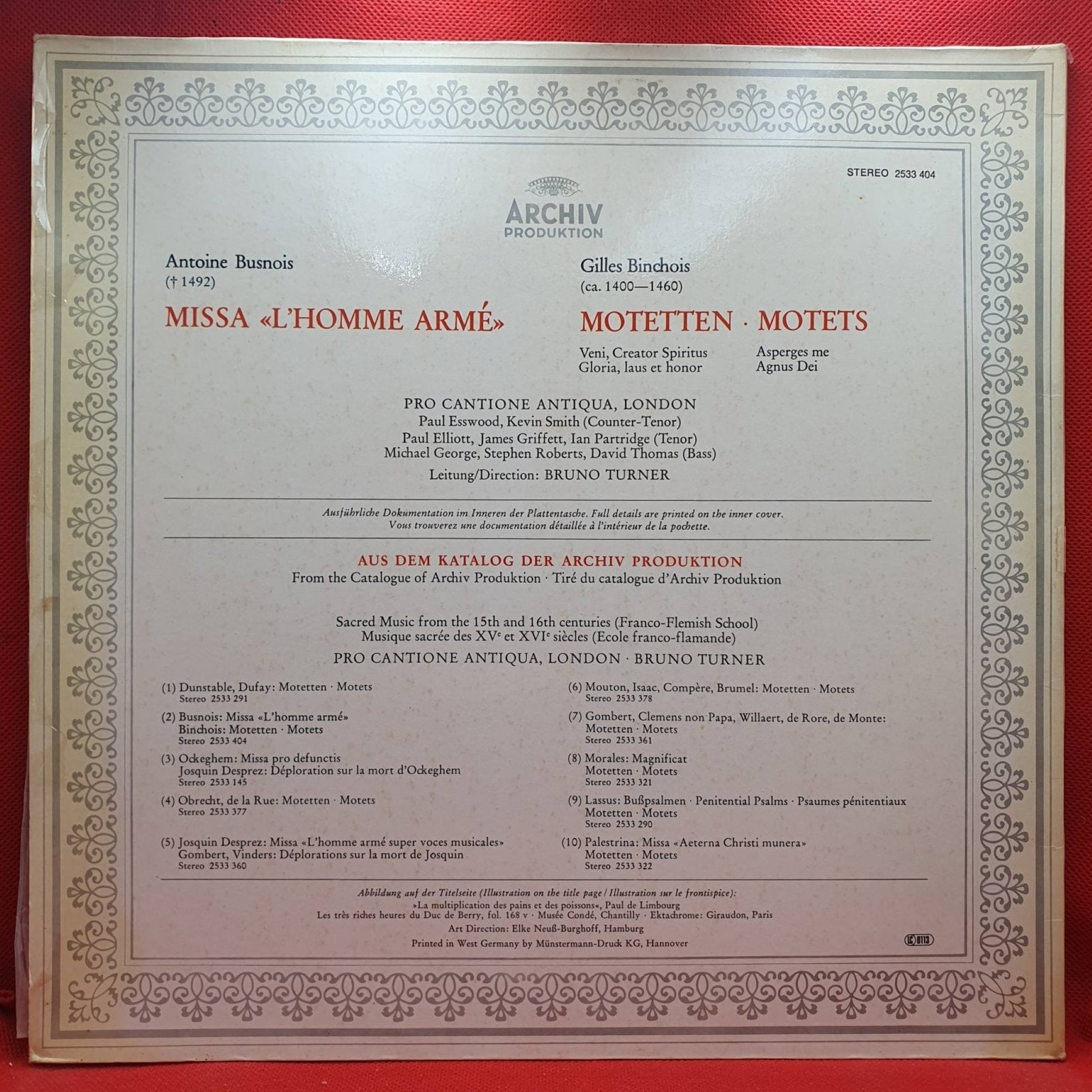 Busnois / Binchois, Pro Cantione Antiqua, London ‎– Missa «L'homme Armé« / Motetten - Vinyl Store Online
