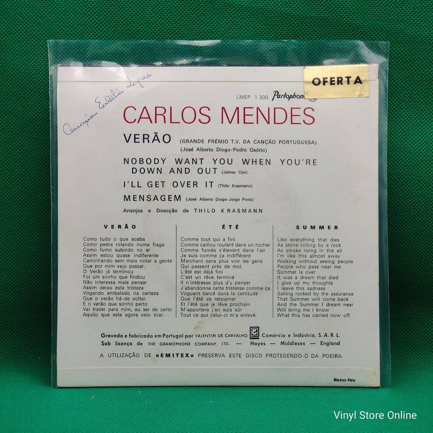 Carlos Mendes ‎– Verão - Vinyl Store Online
