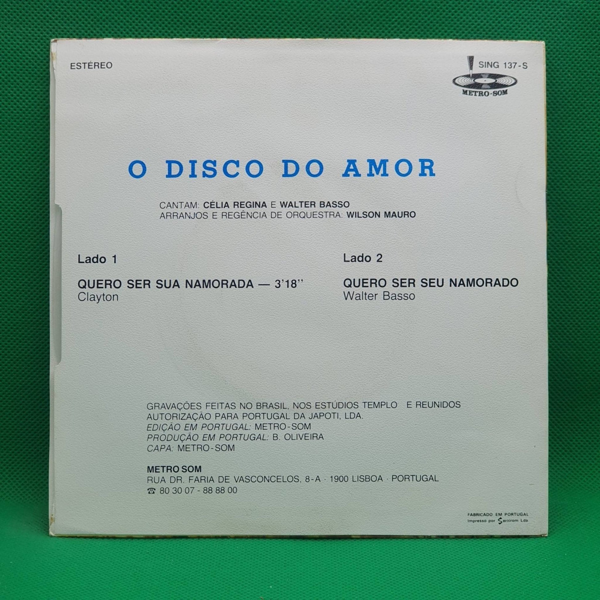 Célia Regina, Walter Basso ‎– O Disco Do Amor - As Mais Do Brasil - Vinyl Store Online