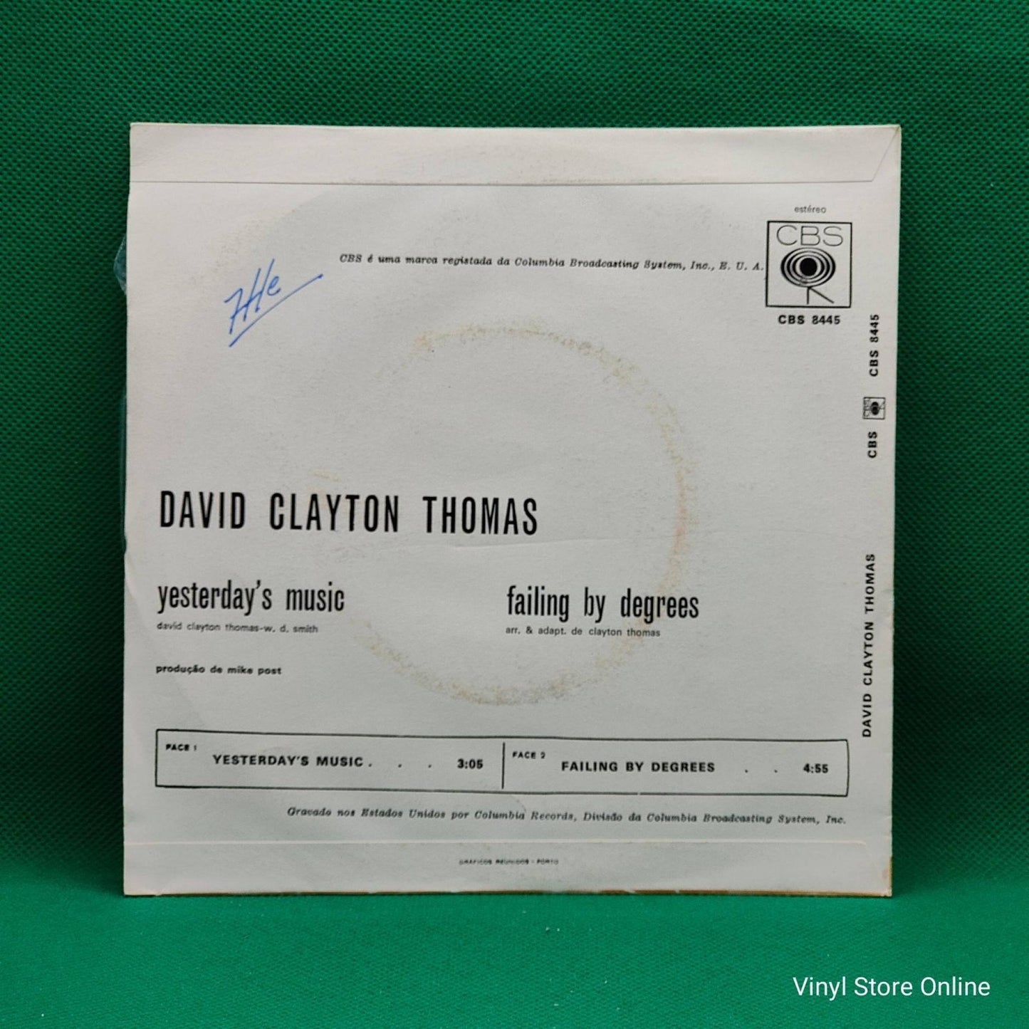 David Clayton Thomas ‎– Yesterday's Music - Vinyl Store Online