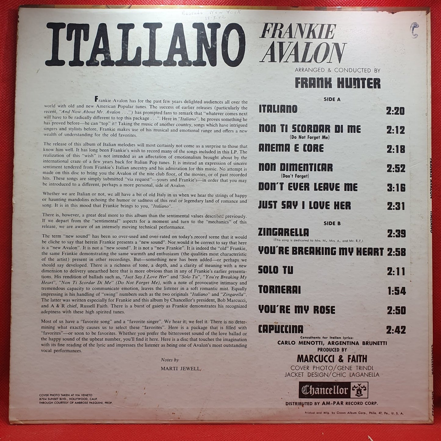 Frankie Avalon - Italiano (LP) · fotografia 2