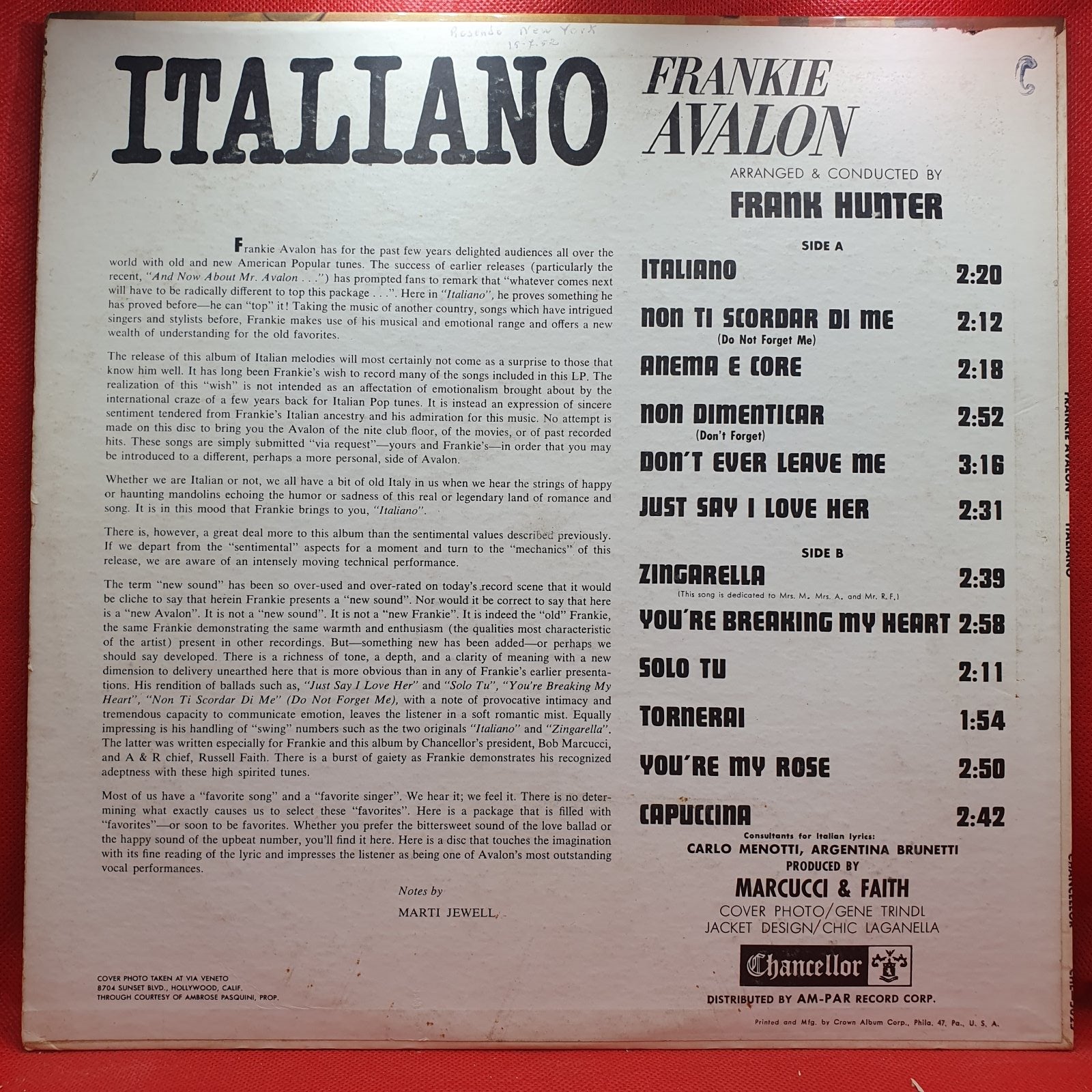 Frankie Avalon - Italiano (LP) · fotografia 2