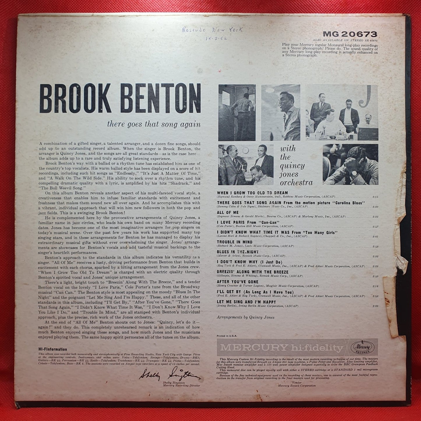 Brook Benton - There Goes That Song Again (LP) · fotografia 2