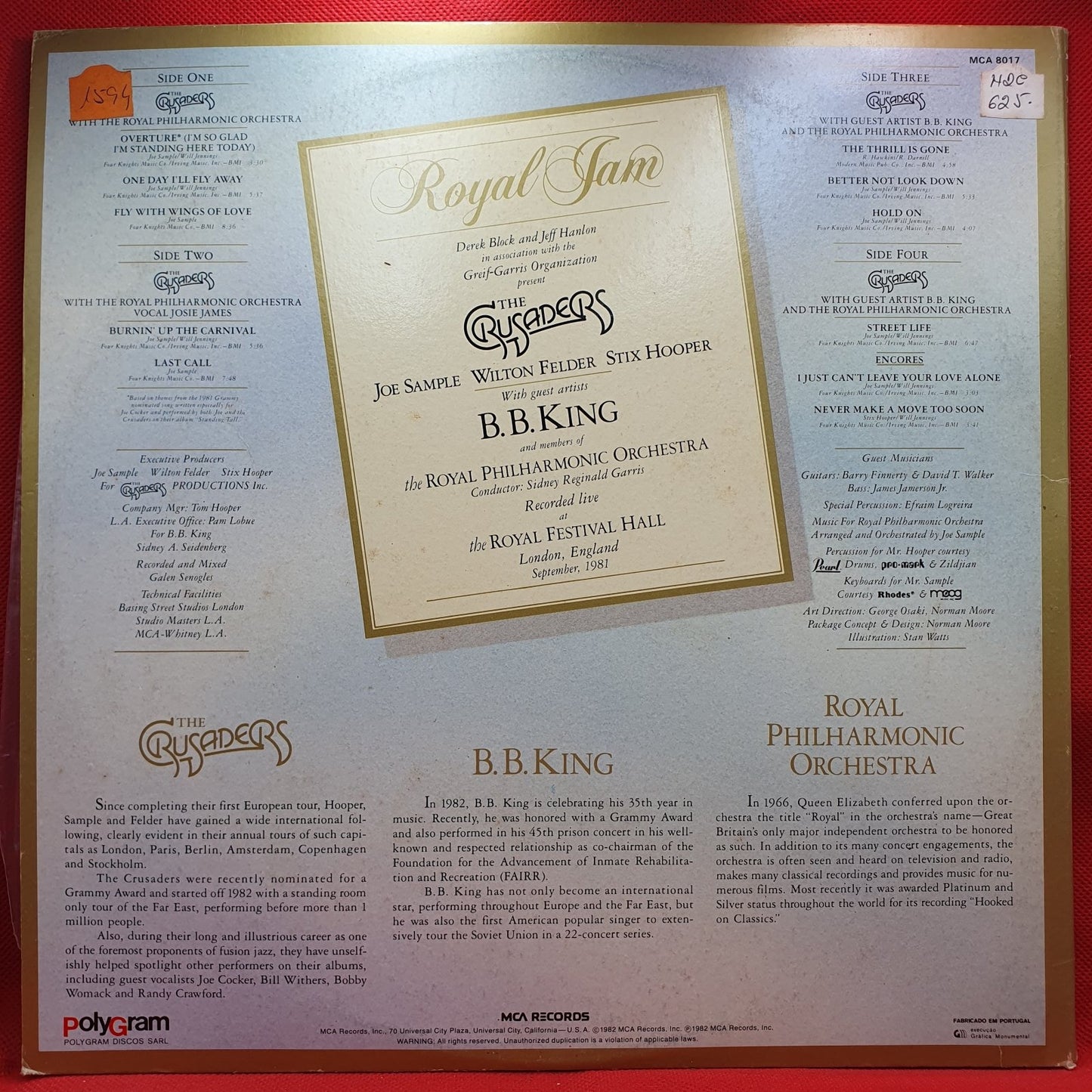 The Crusaders With B. B. King And The Royal Philharmonic Orchestra - Royal Jam (Recorded Live At The Royal Festival Hall, London) (2xLP) · fotografia 2