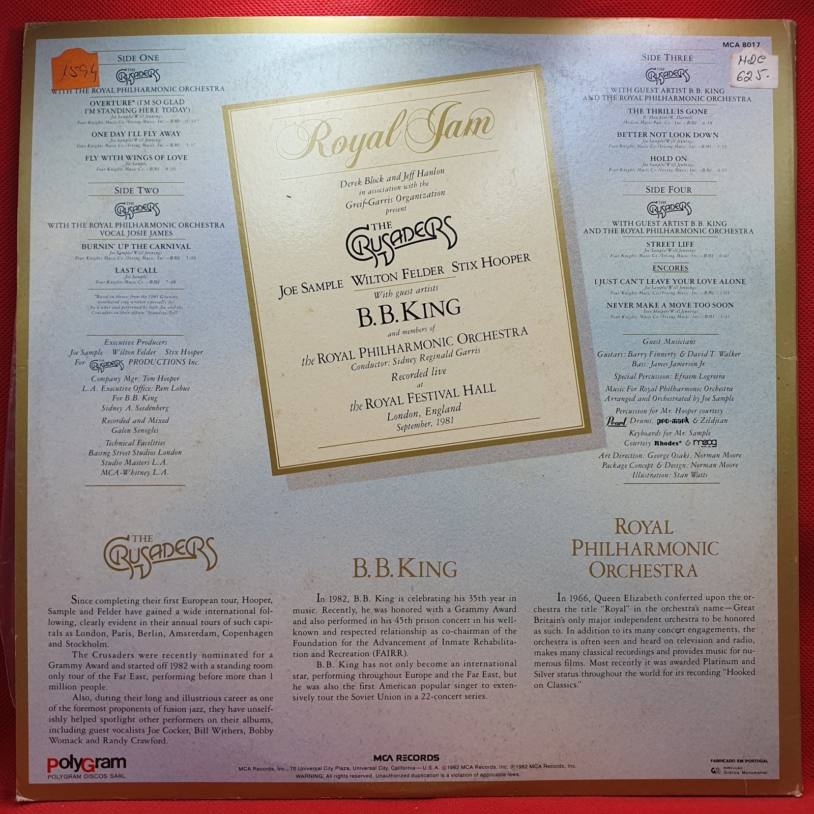 The Crusaders With B. B. King And The Royal Philharmonic Orchestra - Royal Jam (Recorded Live At The Royal Festival Hall, London) (2xLP) · fotografia 2