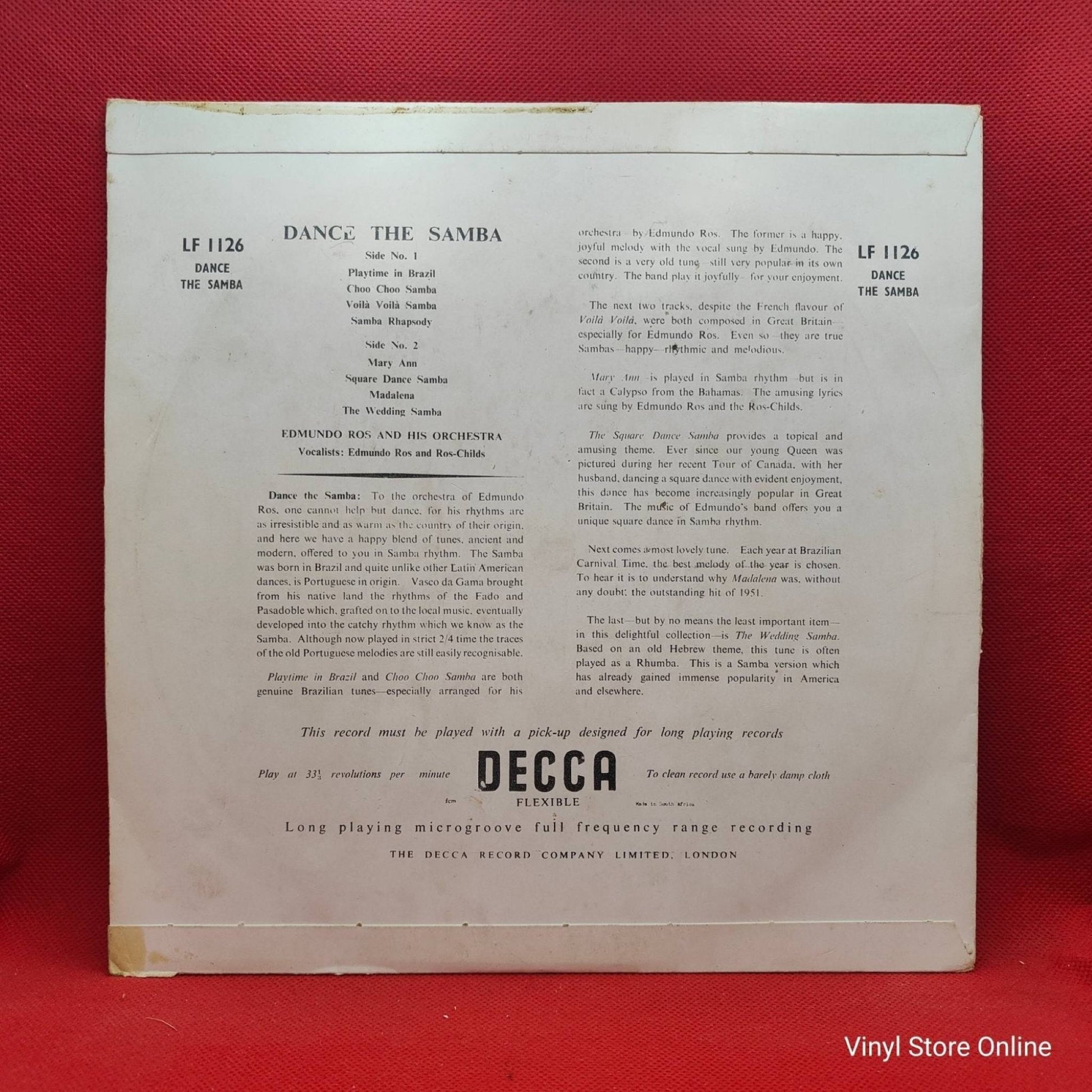 Edmundo Ros And His Orchestra ‎– Dance The Samba - Vinyl Store Online
