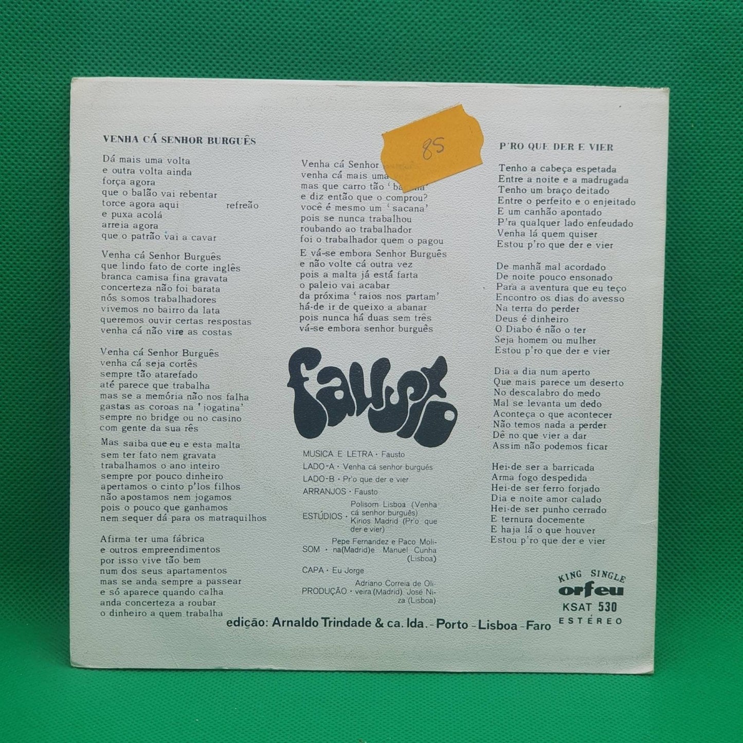 Fausto ‎– Venha Cá Sr. Burguês - Vinyl Store Online
