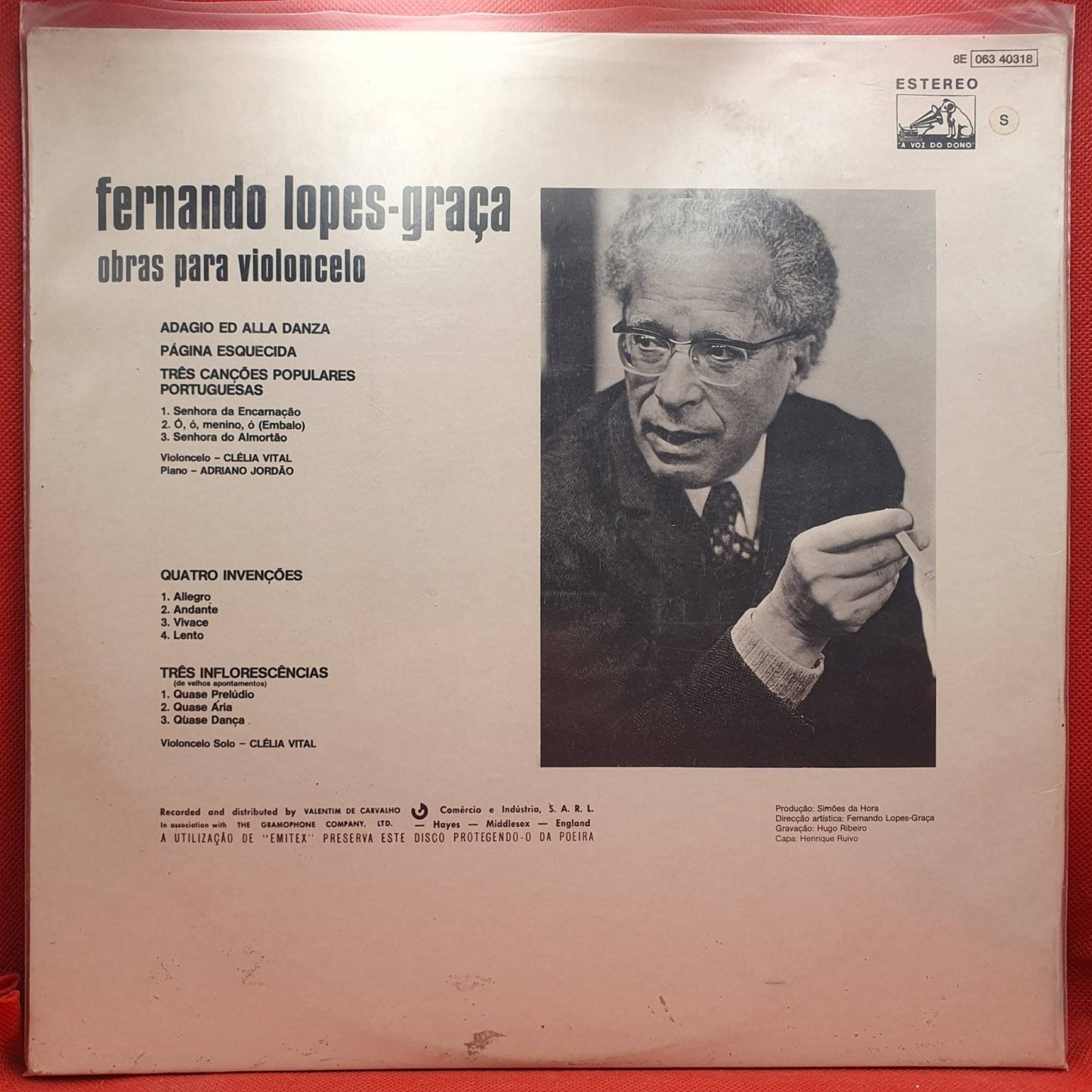Fernando Lopes - Graça, Clélia Vital, Adriano Jordão ‎– Obras Para Violoncelo - Vinyl Store Online