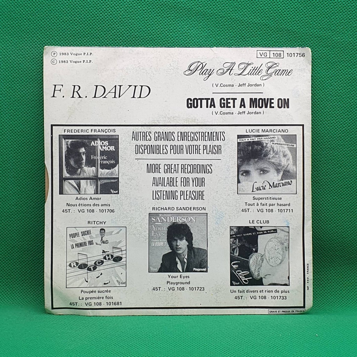 F.R. David ‎– Play A Little Game - Vinyl Store Online