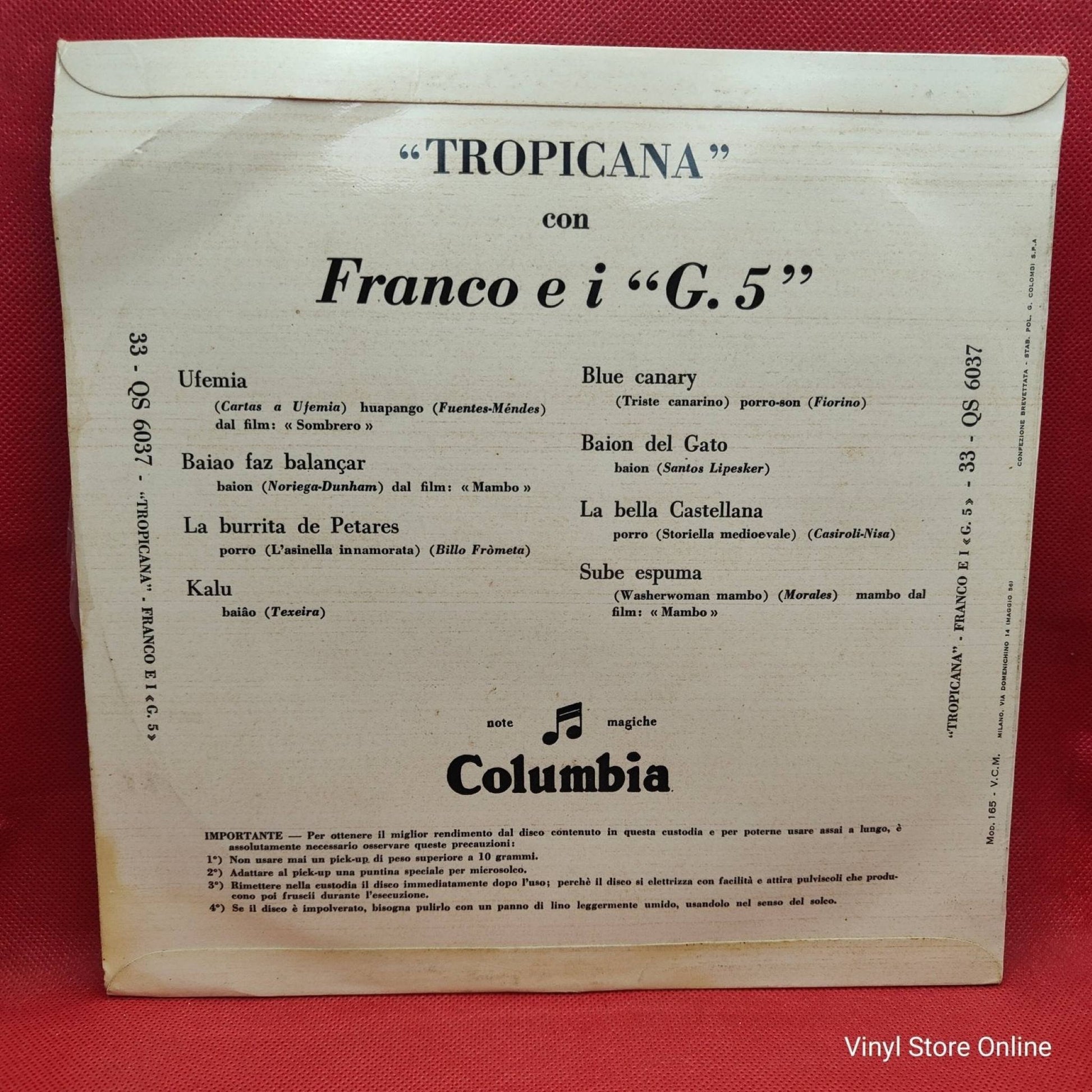 Franco E I "G. 5" ‎– Tropicana - Vinyl Store Online