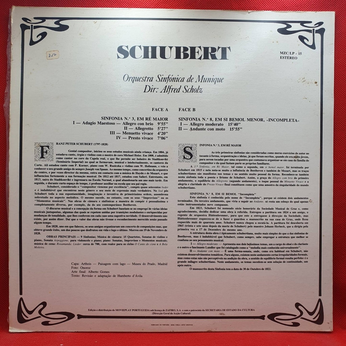 Franz Schubert / Dir. Alfred Scholz – Sinfonia Nº3 En Re Mayor / Sinfonia Nº8 En Si Bemol Mayor “Incompleta” - Vinyl Store Online