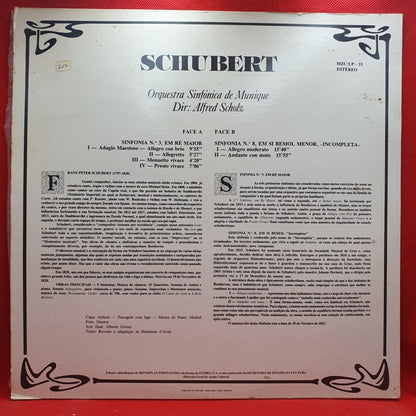 Franz Schubert / Dir. Alfred Scholz – Sinfonia Nº3 En Re Mayor / Sinfonia Nº8 En Si Bemol Mayor “Incompleta” - Vinyl Store Online