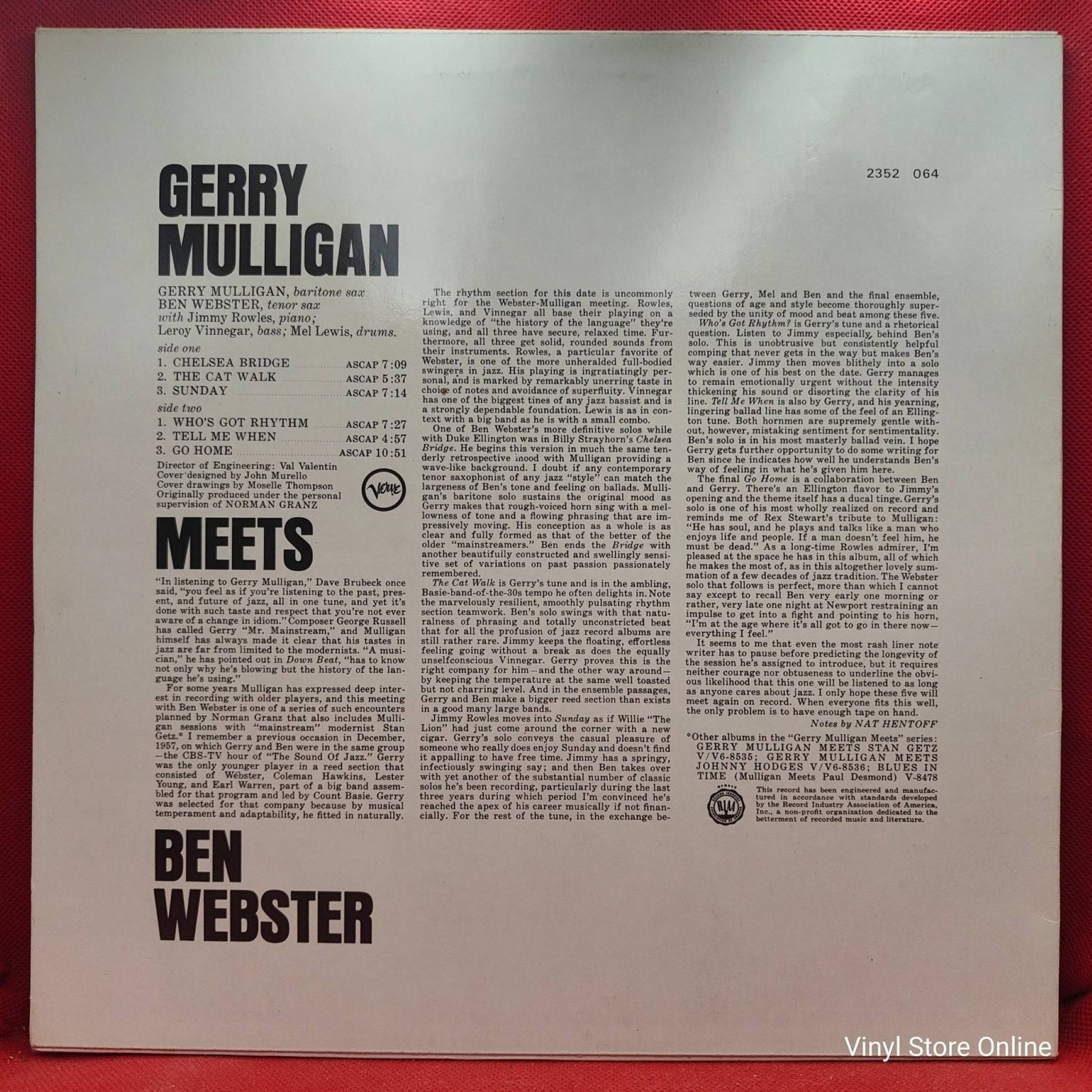 Gerry Mulligan Meets Ben Webster ‎– Gerry Mulligan Meets Ben Webster - Vinyl Store Online