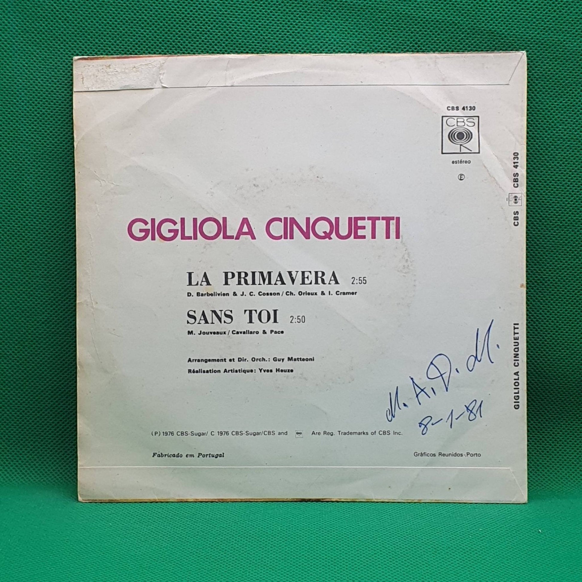 Gigliola Cinquetti ‎– La Primavera / Sans Toi - Vinyl Store Online