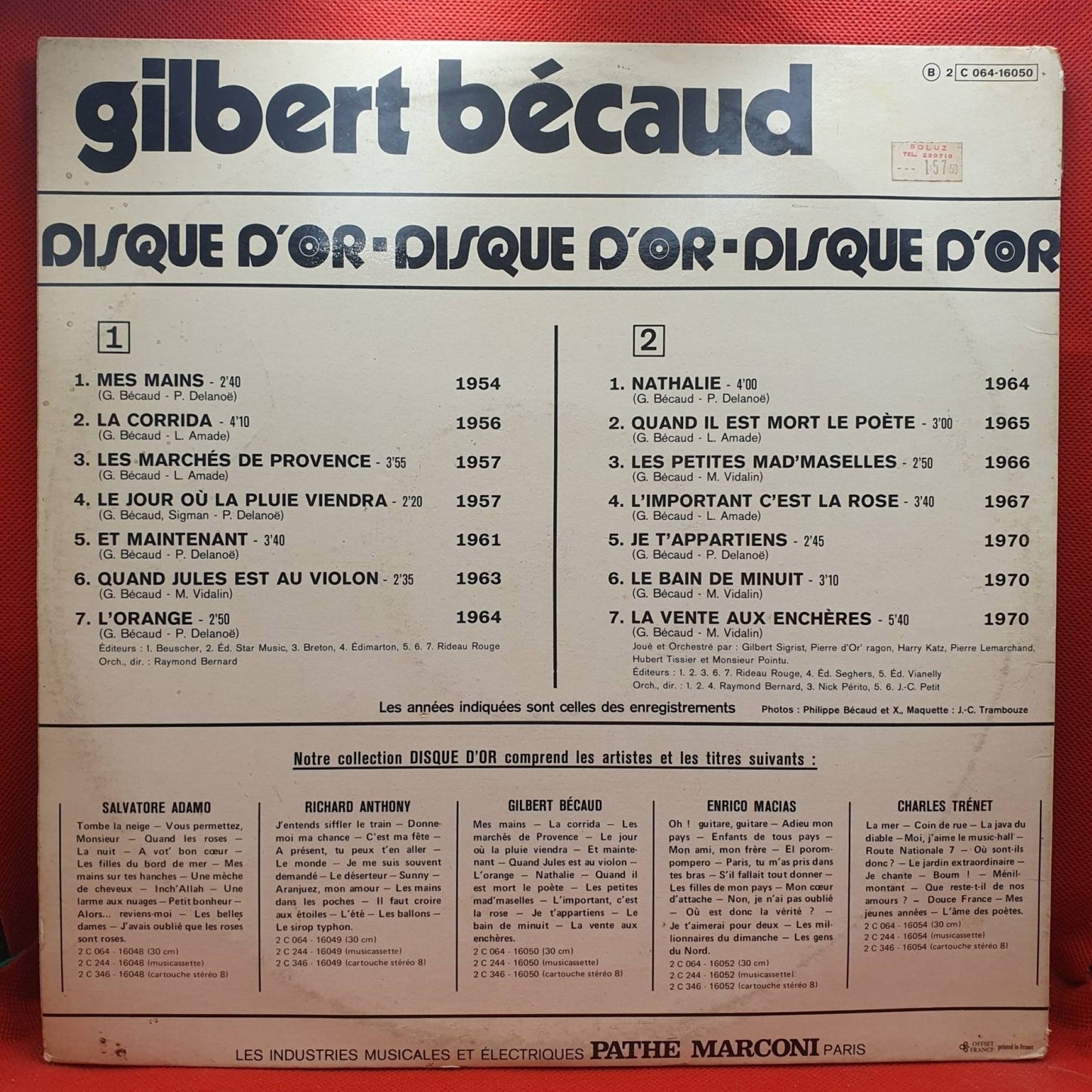 Gilbert Bécaud ‎– Disque D'Or - Vinyl Store Online