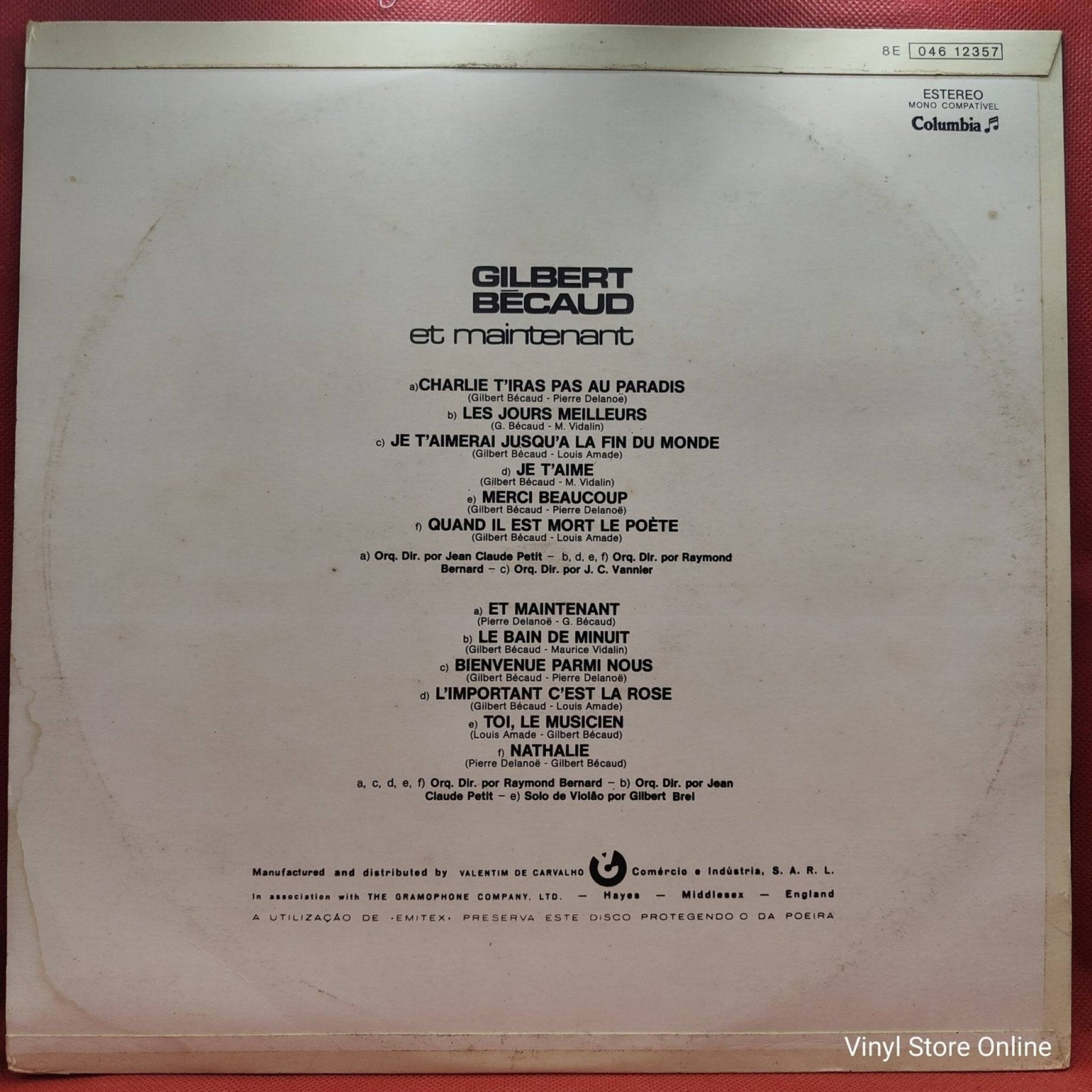 Gilbert Bécaud ‎– Et Maintenant - Vinyl Store Online