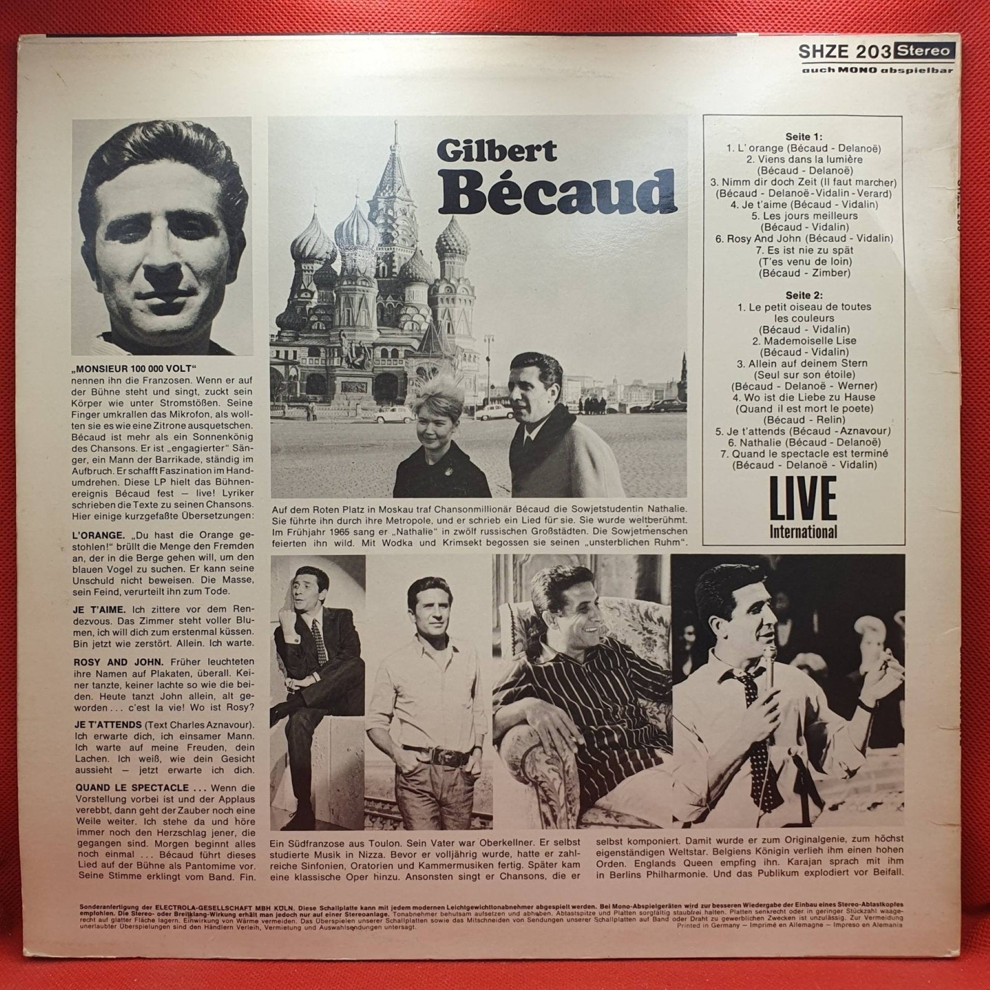 Gilbert Bécaud ‎– Live International - Vinyl Store Online