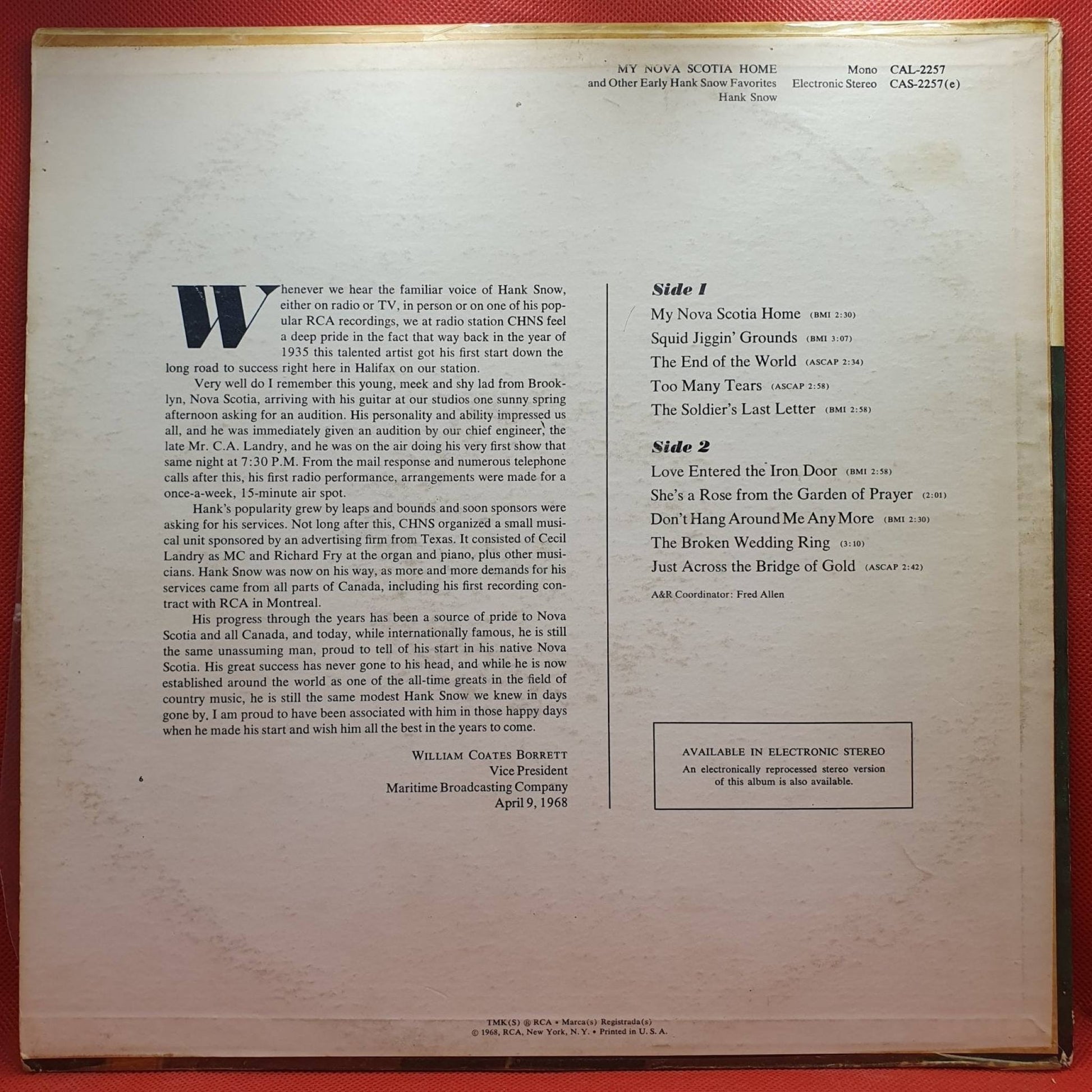 Hank Snow ‎– My Nova Scotia Home And Other Early Hank Snow Favorites - Vinyl Store Online