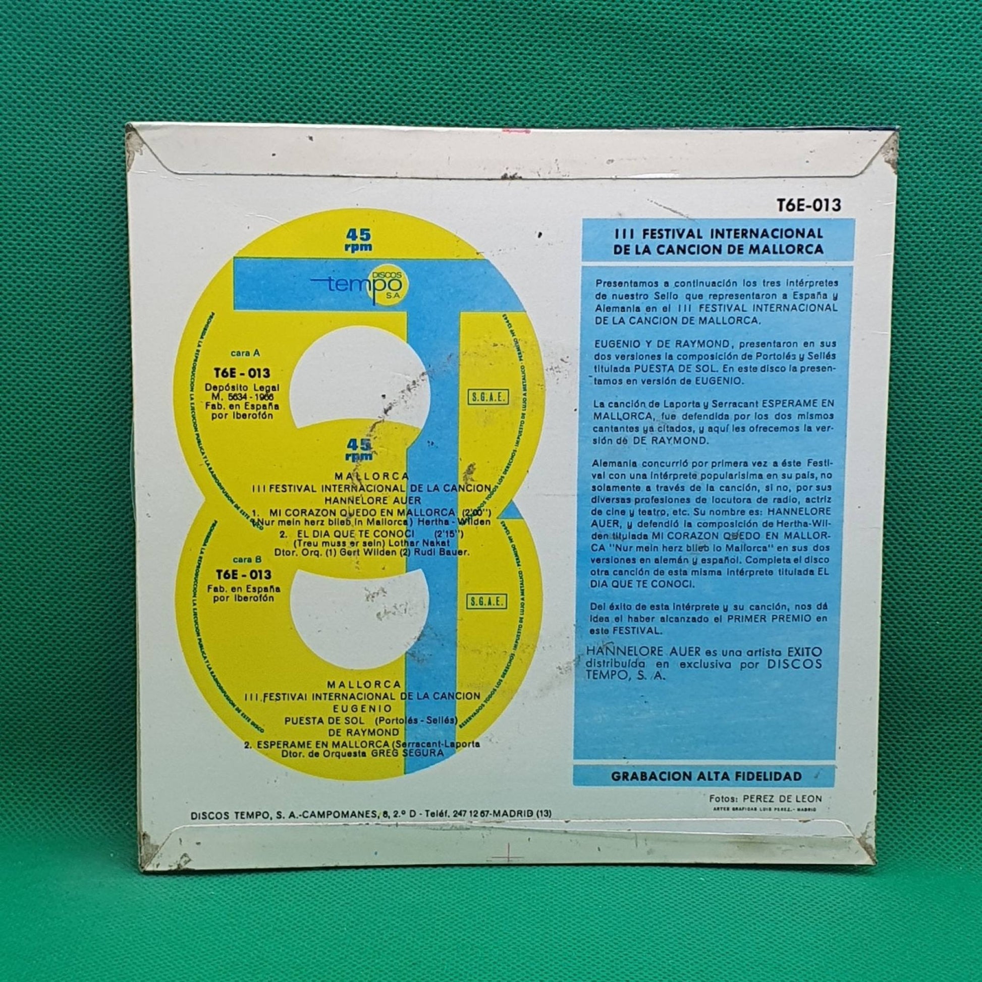 Hannelore Auer, Eugenio, De Raymond ‎– III Festival Internacional De La Canción De Mallorca - Vinyl Store Online