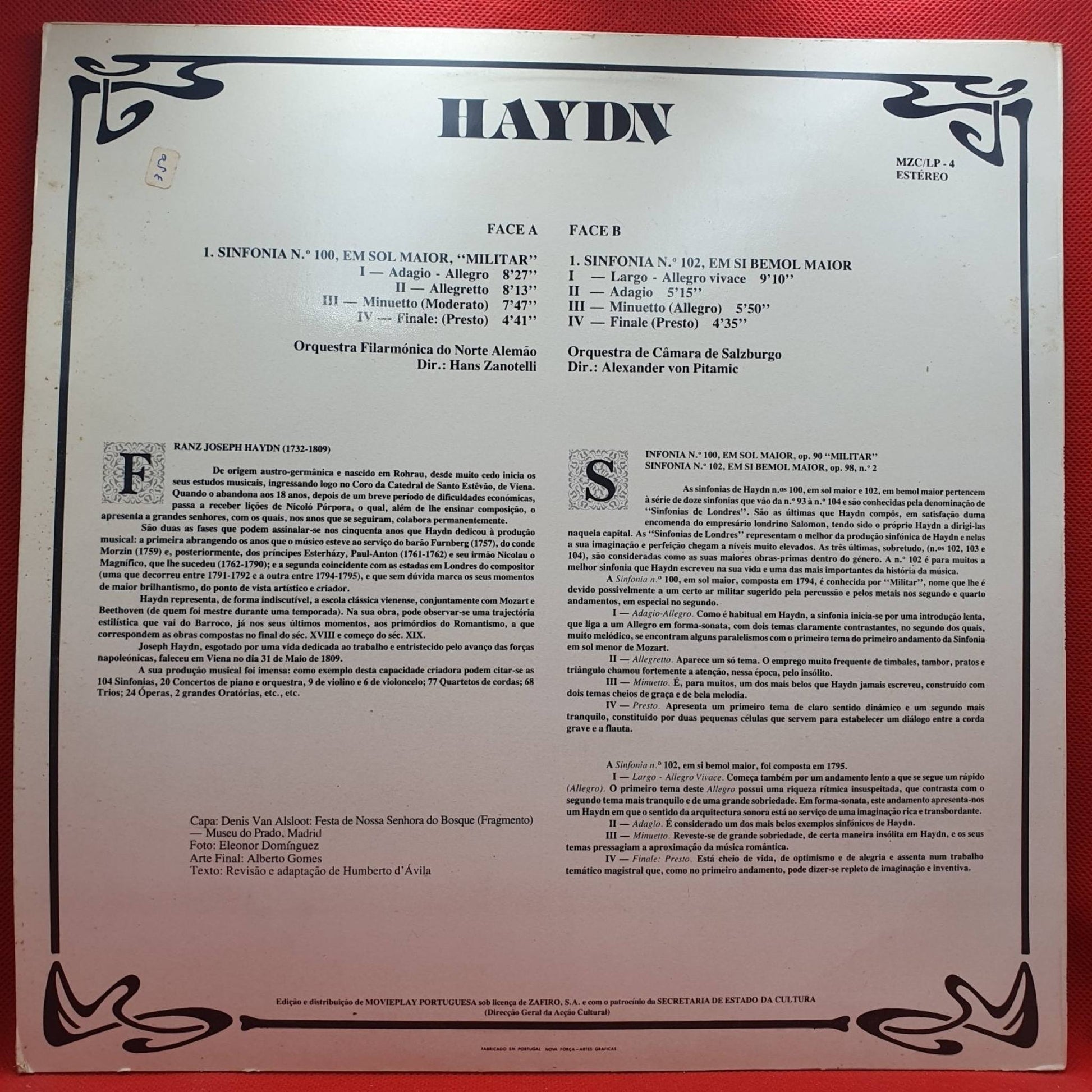 Haydn, Orquestra Filarmónica do Norte Alemão, Hans Zanotelli – Sinfonia Nº100, Em Sol Maior, «Militar», Sinfonia Nº102, Em Si Bemol Maior - Vinyl Store Online