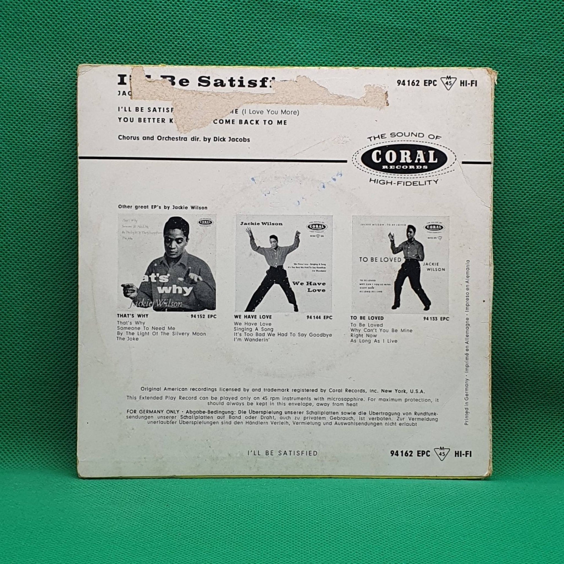 Jackie Wilson ‎– I'll Be Satisfied - Vinyl Store Online