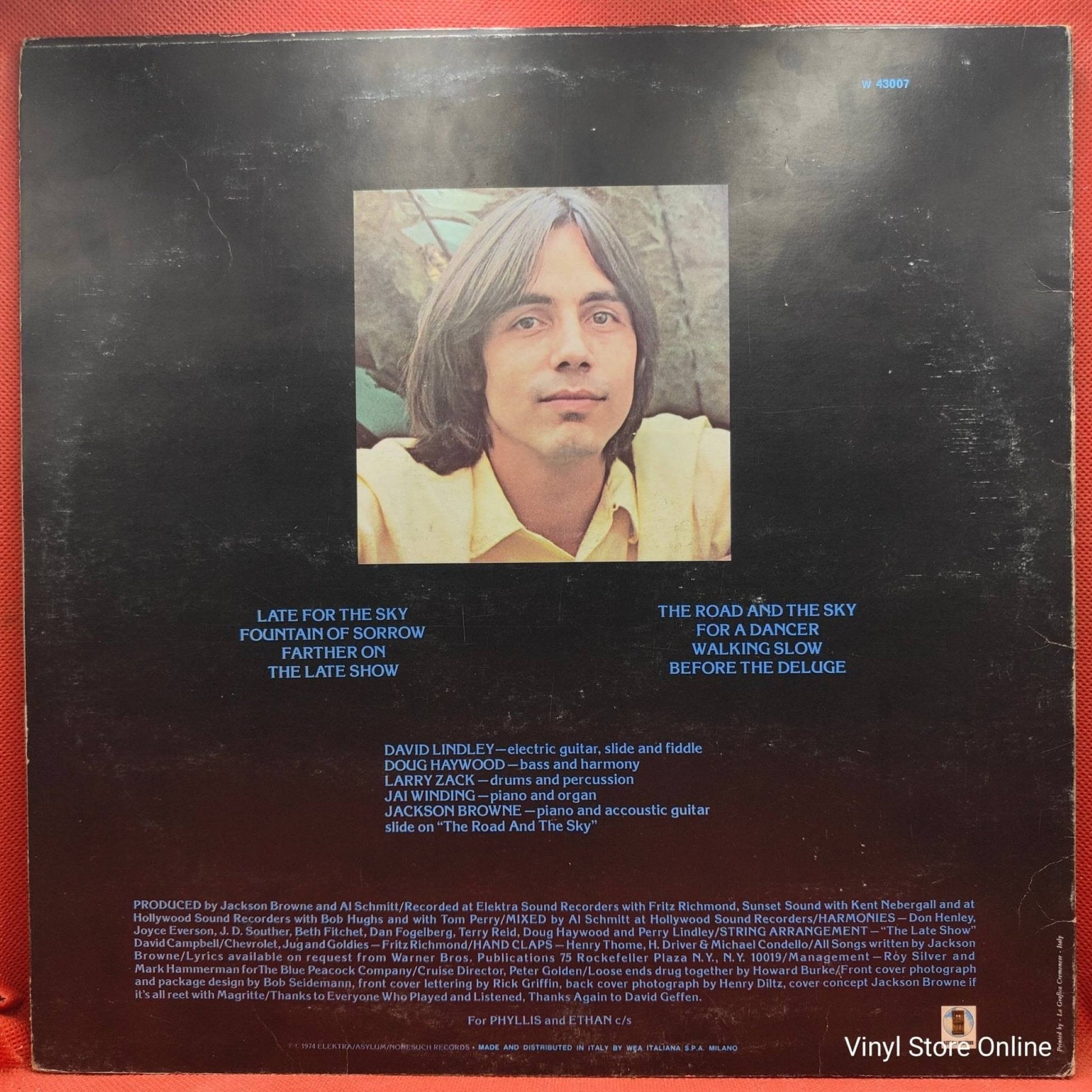 Jackson Browne ‎– Late For The Sky - Vinyl Store Online