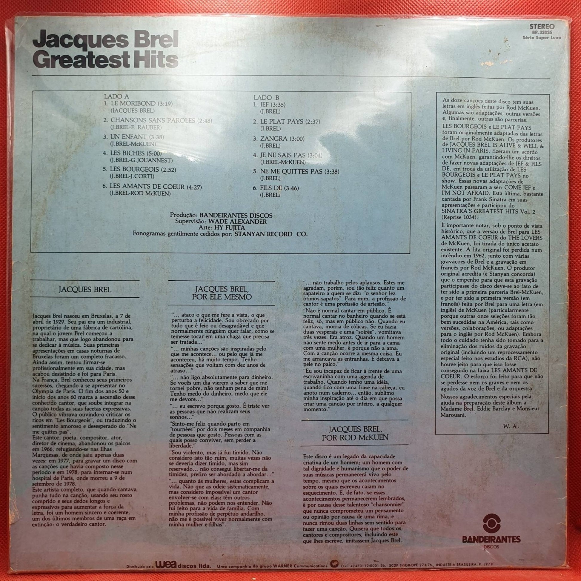 Jacques Brel ‎– Greatest Hits - Vinyl Store Online