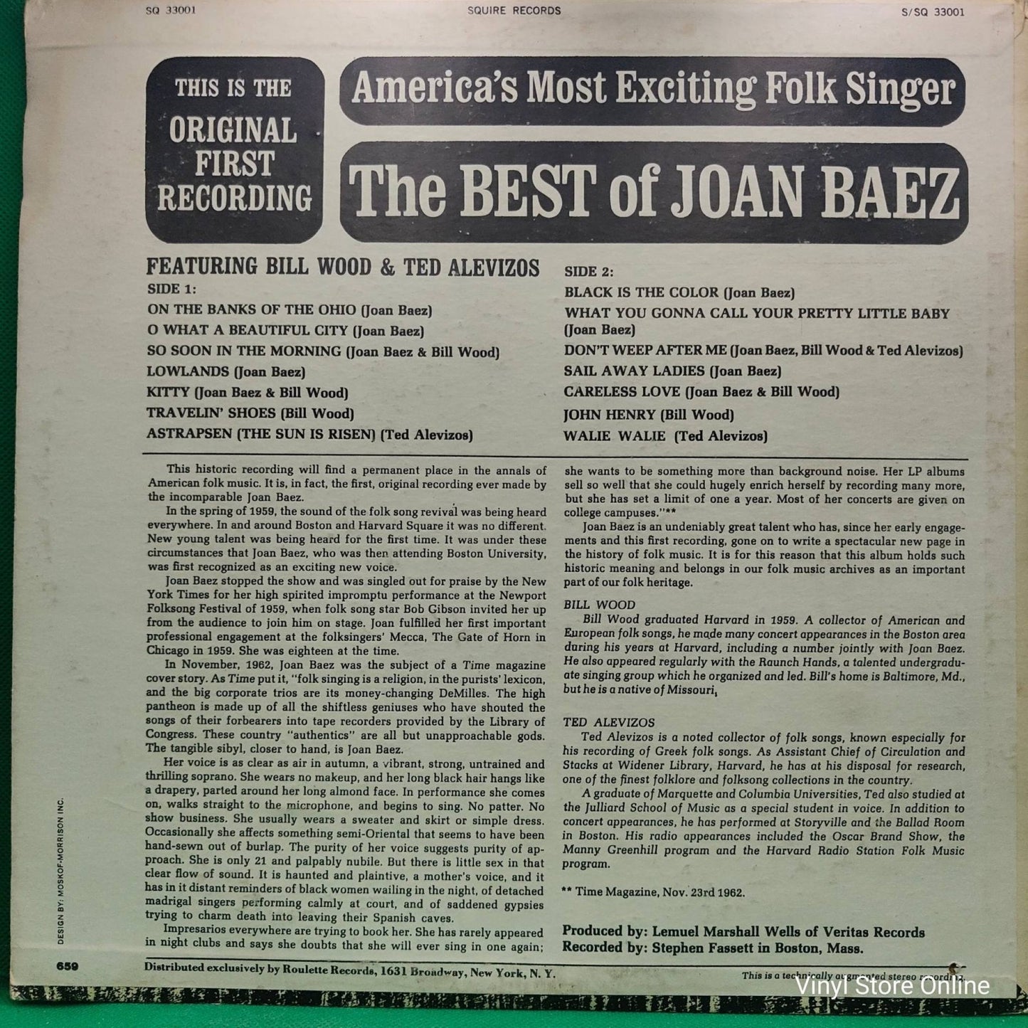 Joan Baez ‎– The Best Of Joan Baez - Vinyl Store Online
