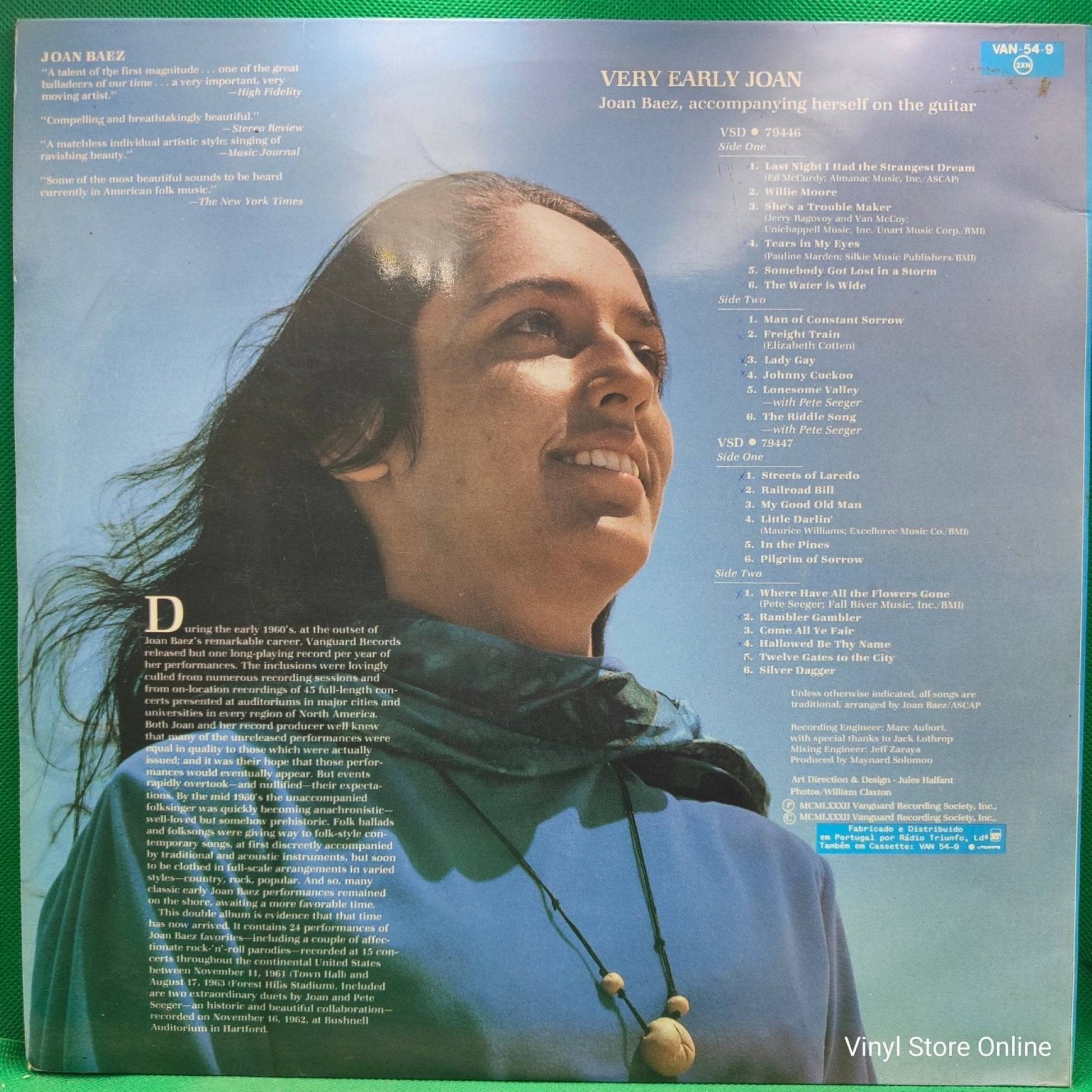 Joan Baez ‎– Very Early Joan - Vinyl Store Online