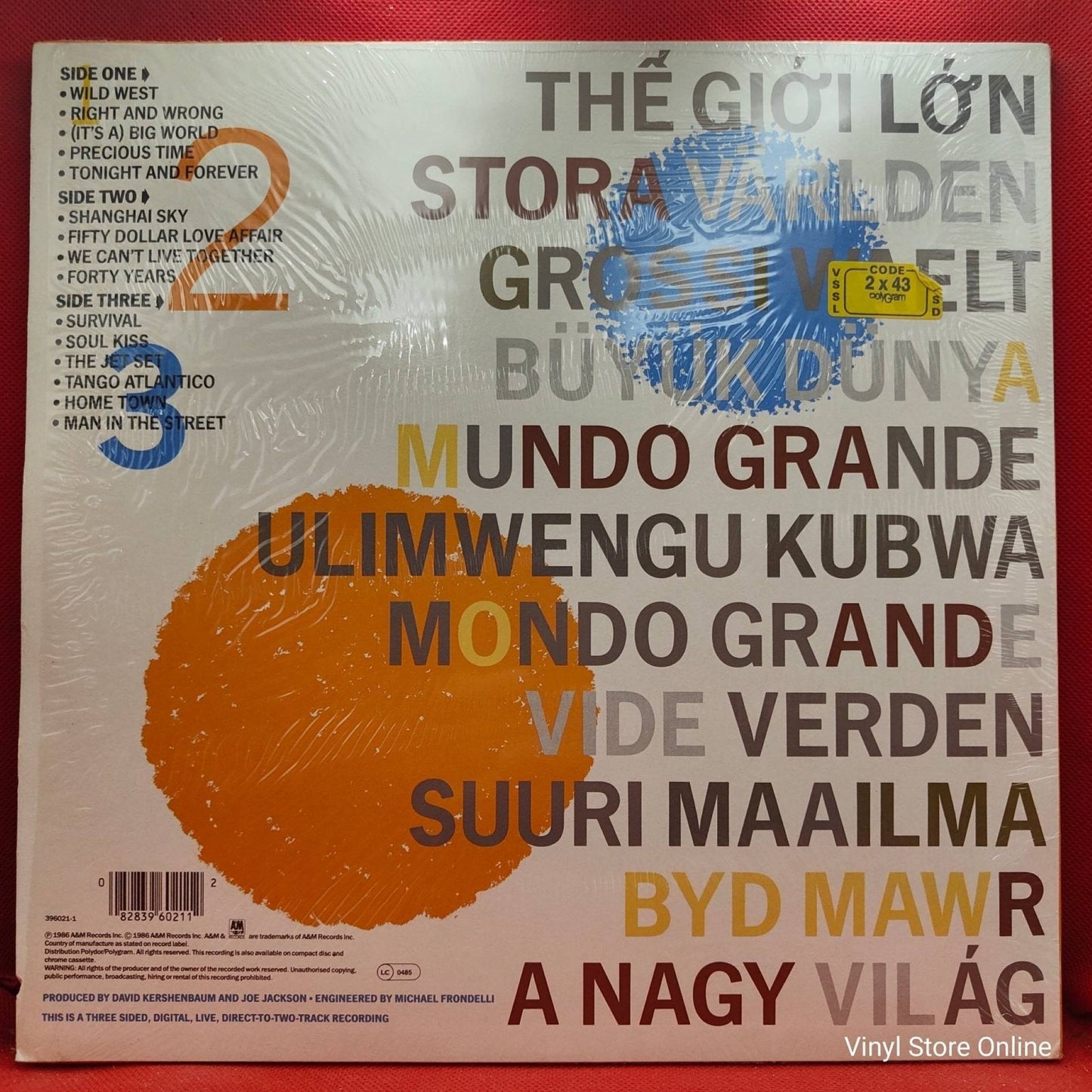Joe Jackson ‎– Big World - Vinyl Store Online