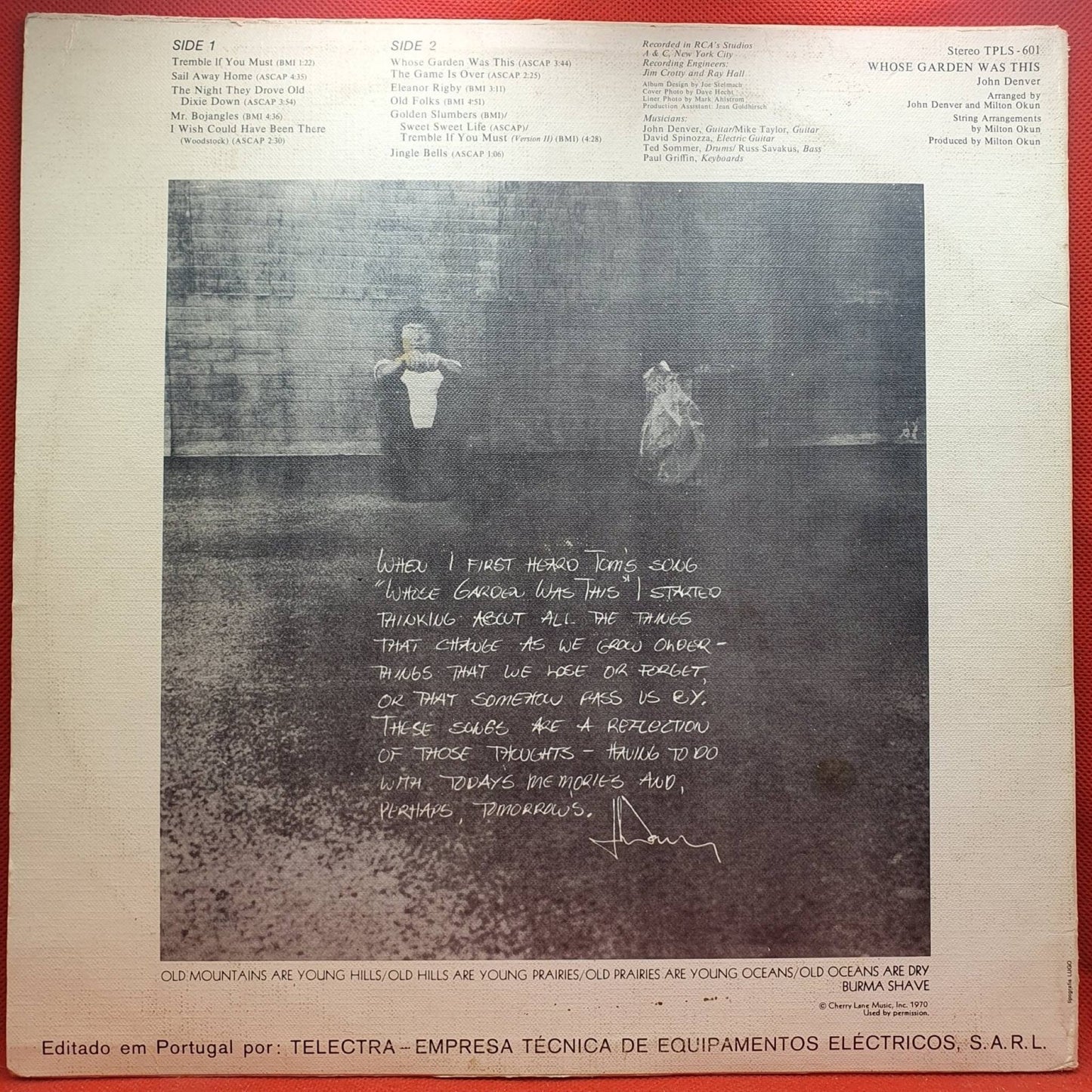 John Denver ‎– Whose Garden Was This - Vinyl Store Online