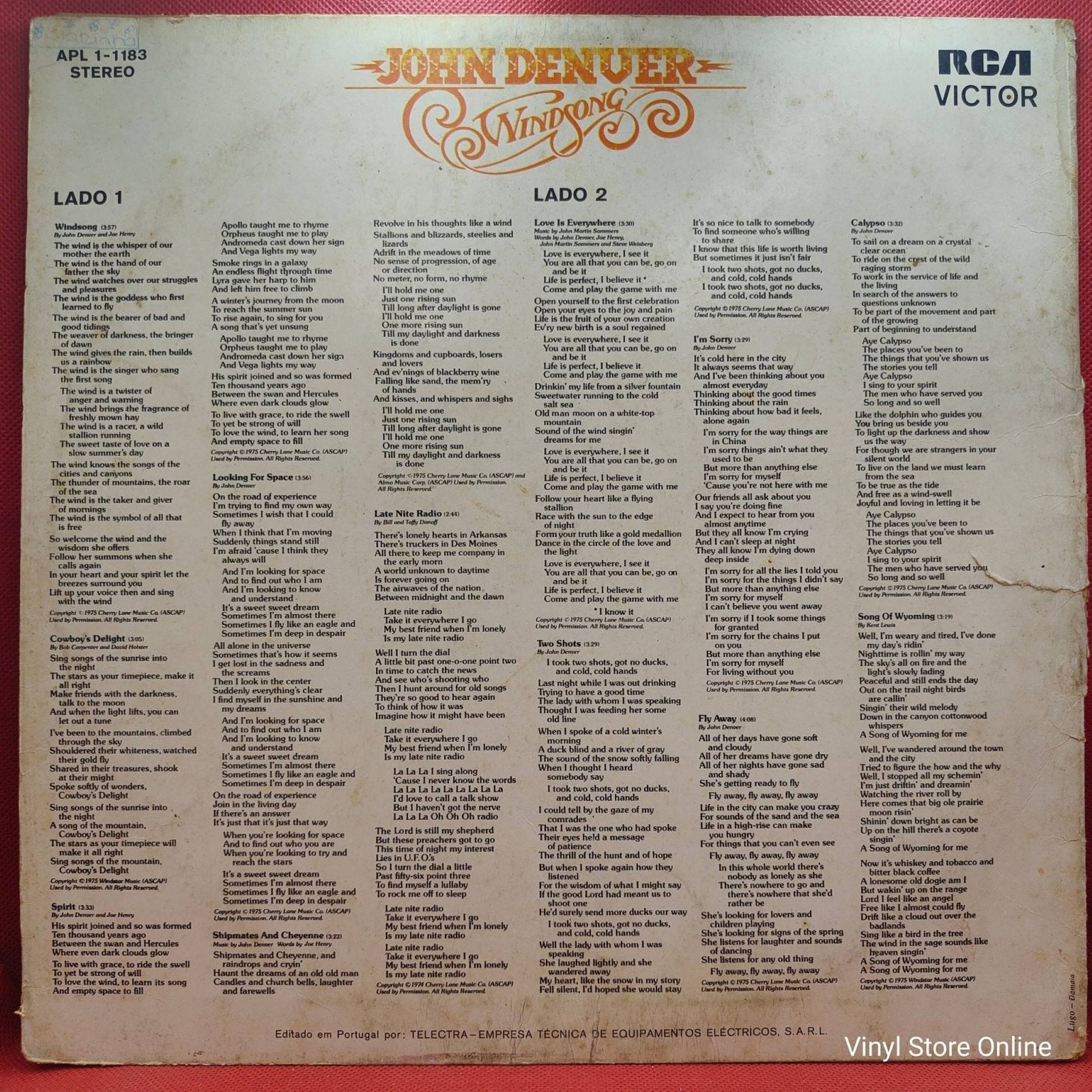 John Denver ‎– Windsong - Vinyl Store Online