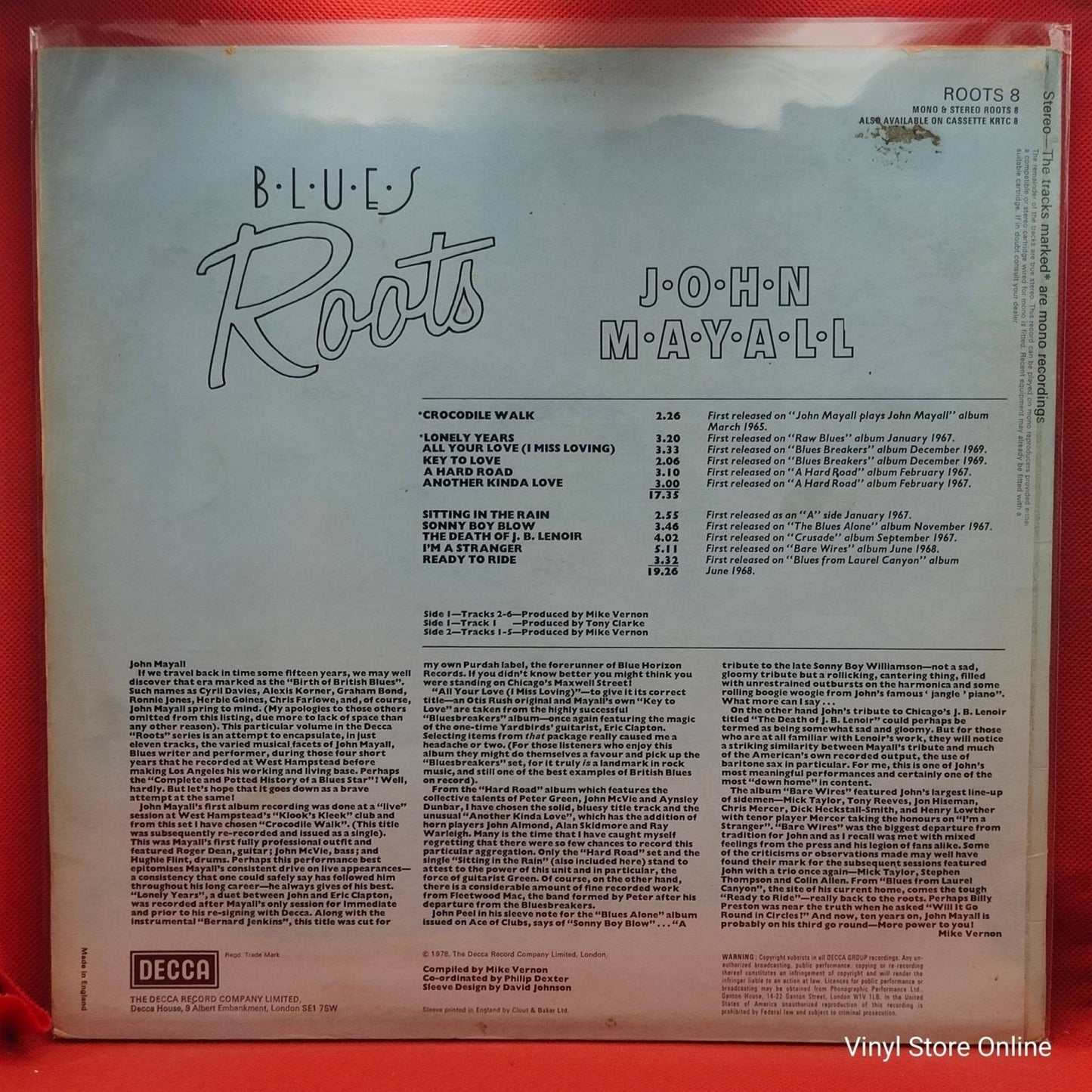 John Mayall ‎– Blues Roots - Vinyl Store Online